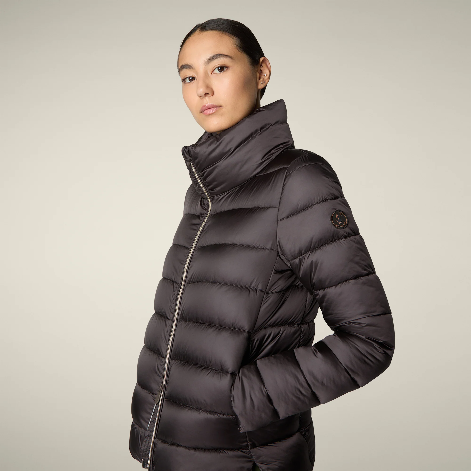 Women's Animal free puffer Jacket Elsie in brown black