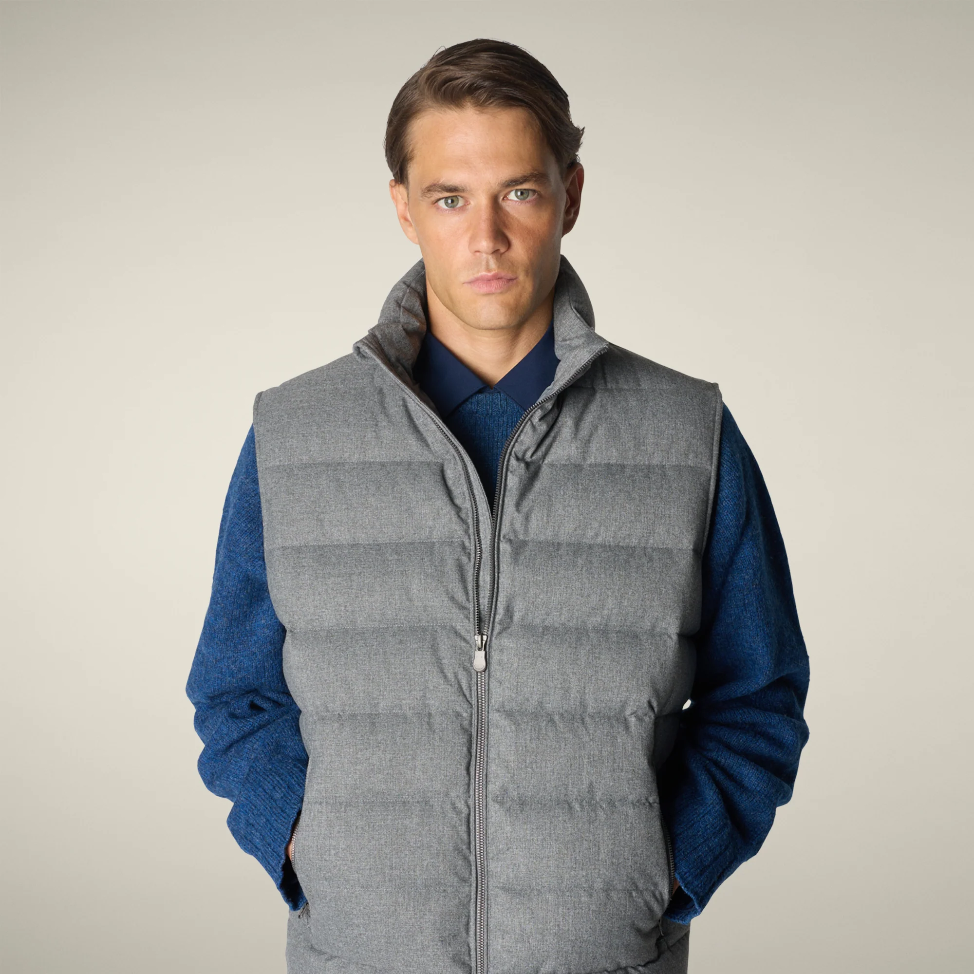Men's Puffer Vest Italo in Mid Grey Melange