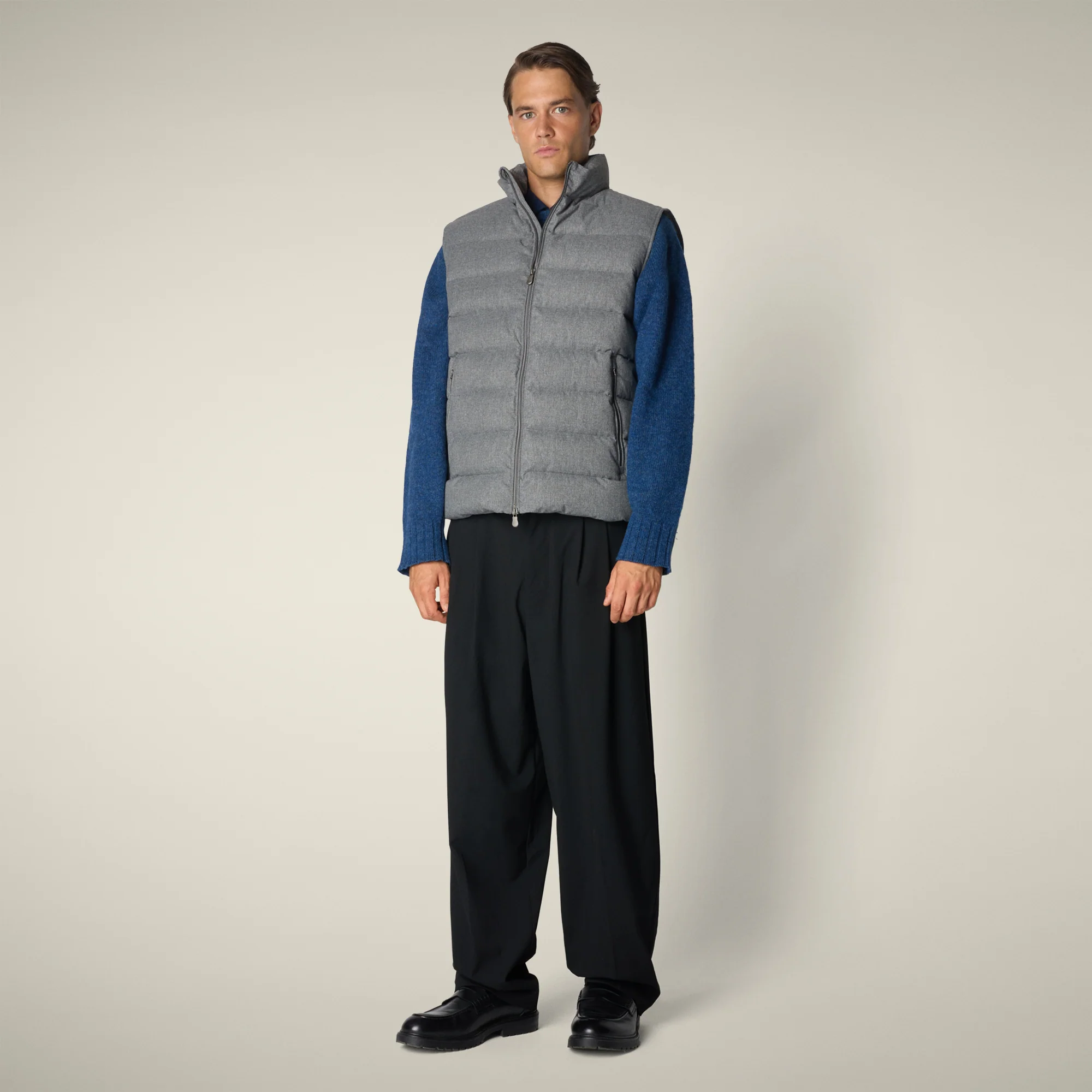 Men's Puffer Vest Italo in Mid Grey Melange