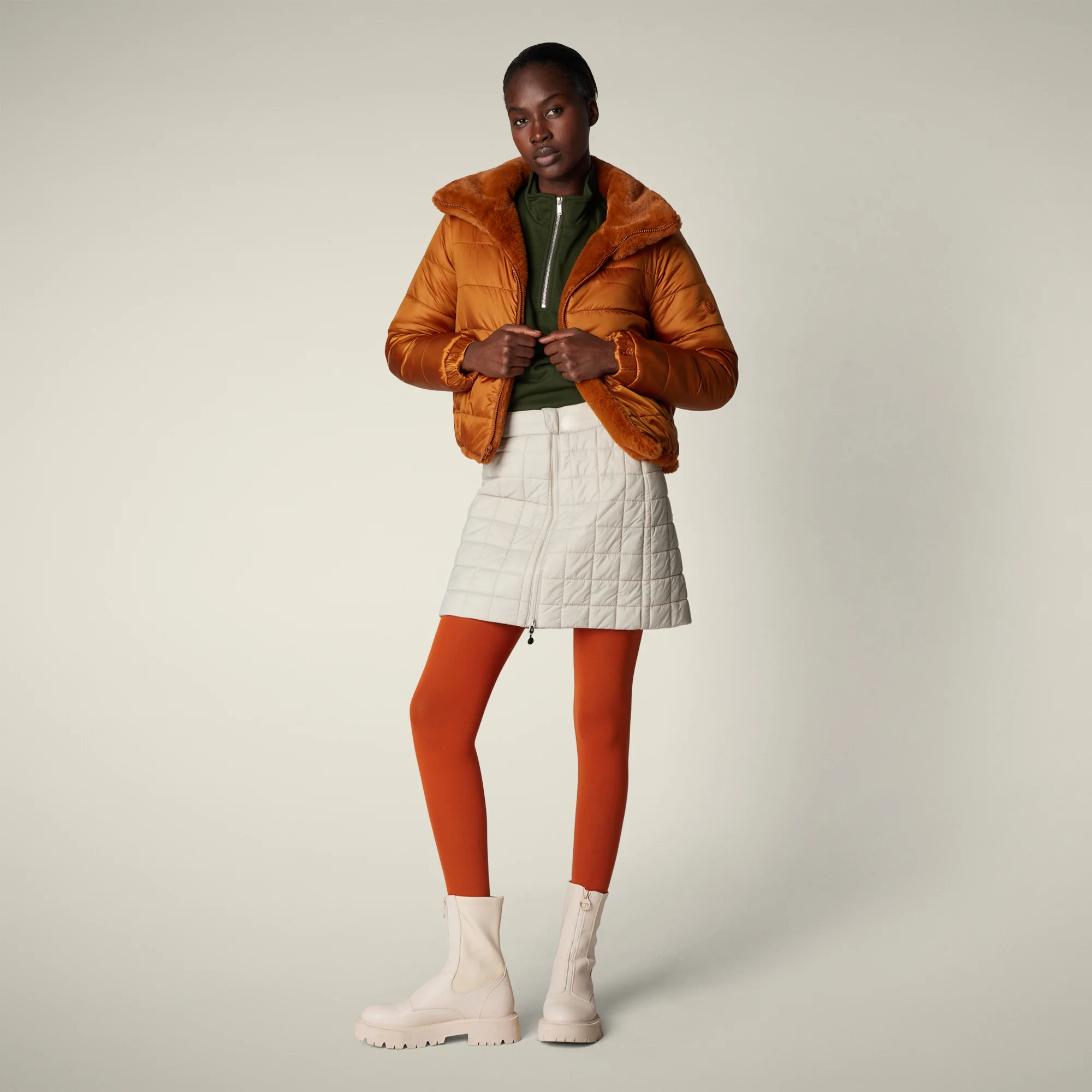 Women's Reversible Faux Fur Jacket Margherita in Caramel Brown