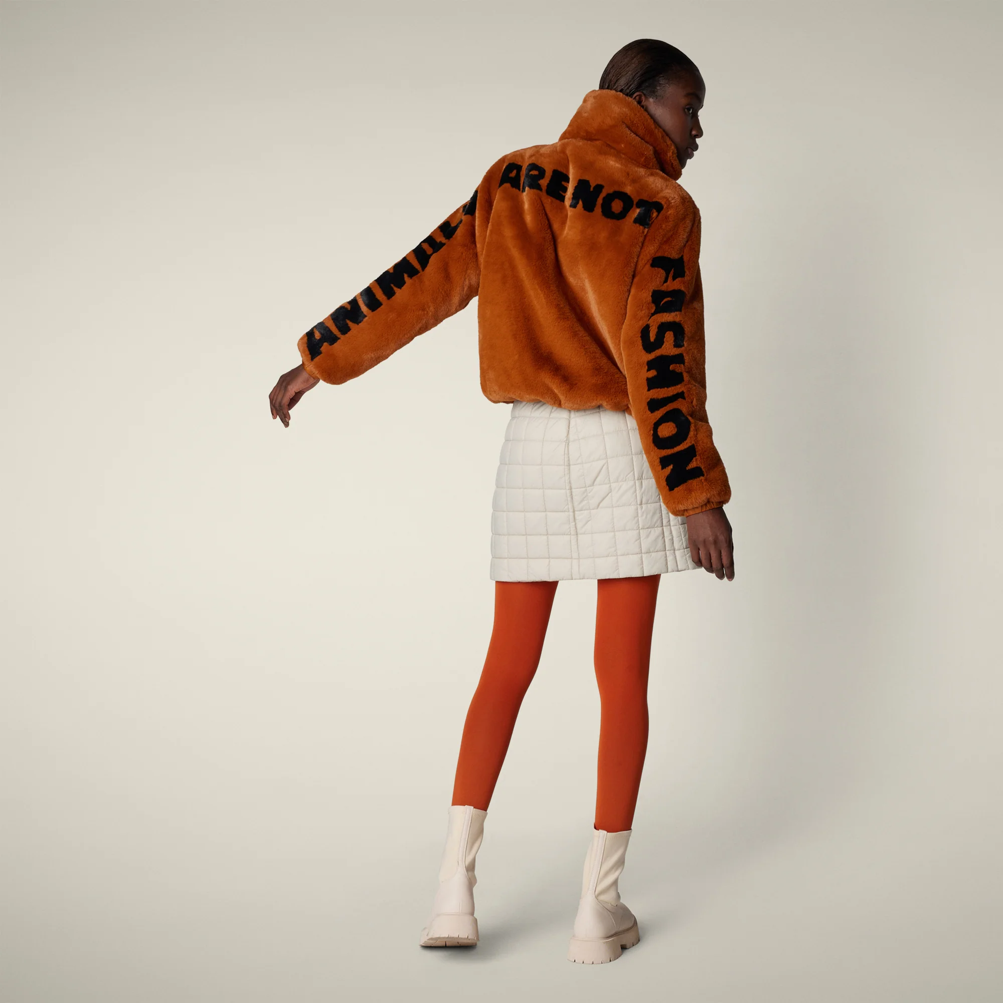 Women's Reversible Faux Fur Jacket Margherita in Caramel Brown