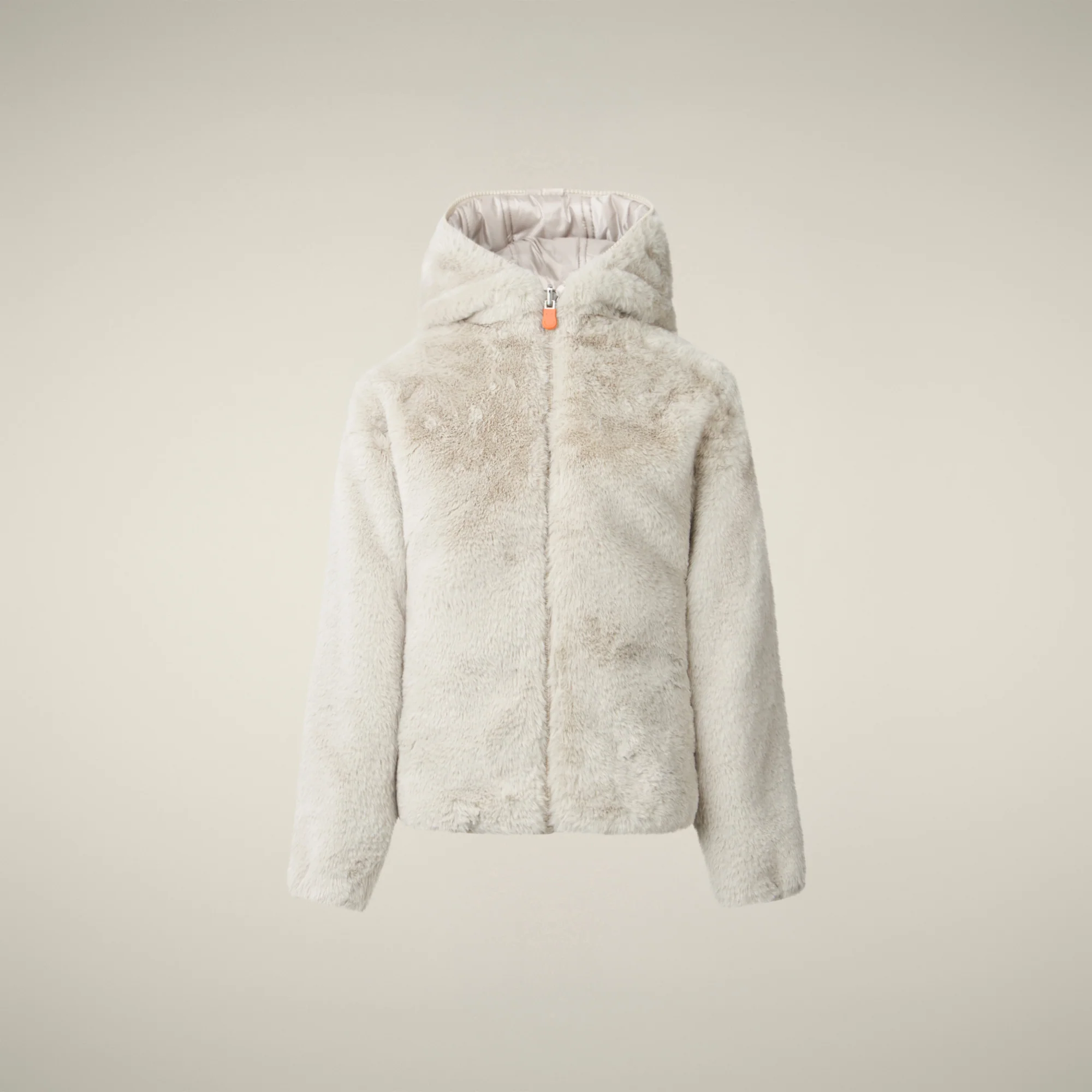 Girls' Reversible Faux Fur Jacket Chloe in Rainy Beige