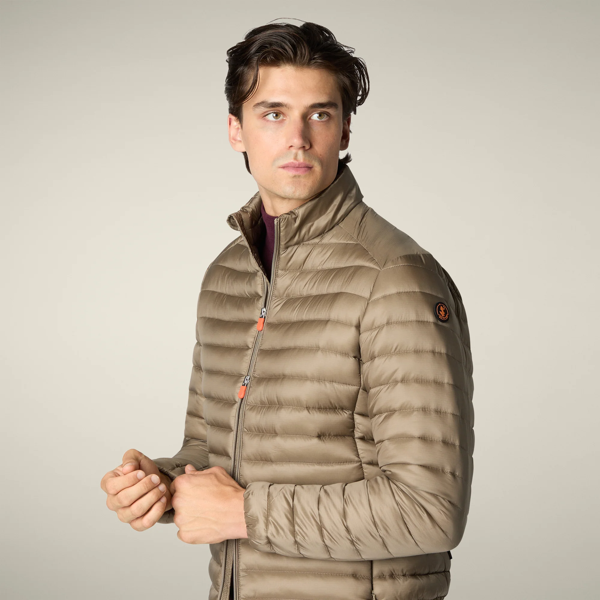 Men's animal free puffer jacket Cyrion in elephant grey