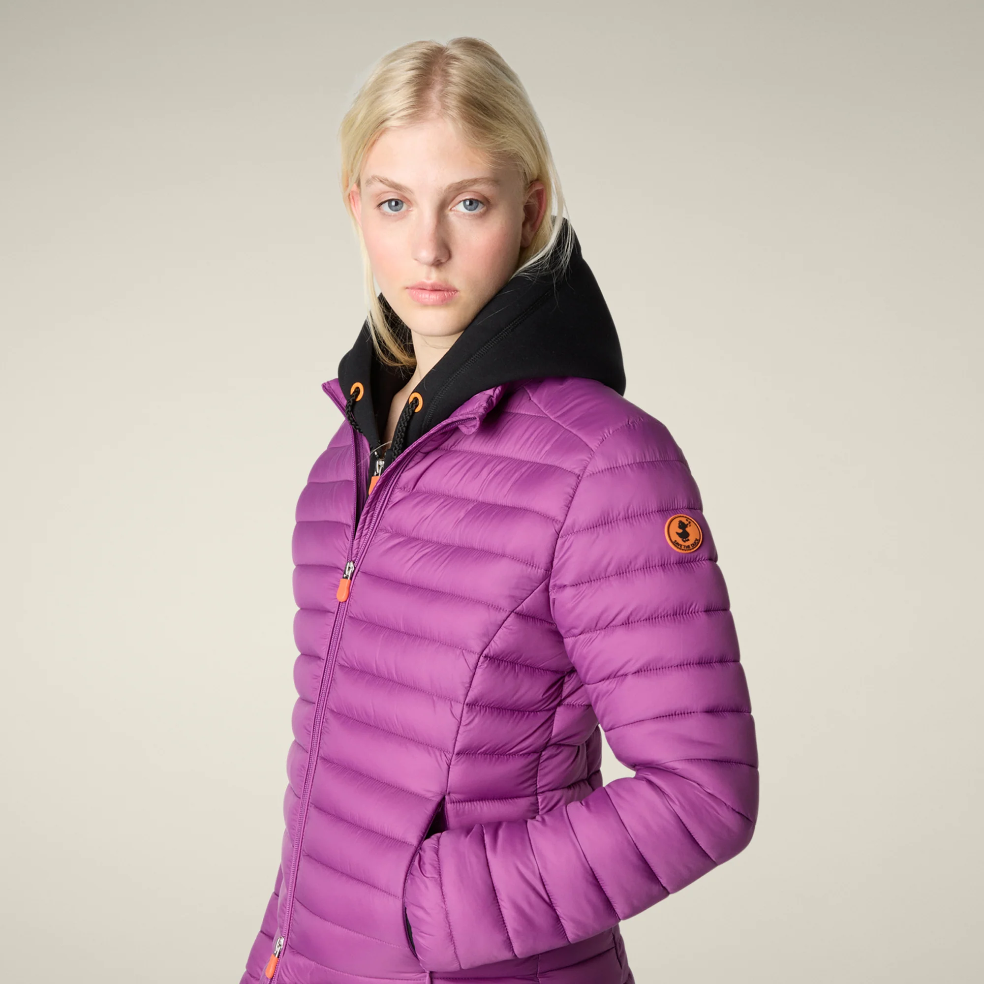 Women's Animal free puffer Jacket Carly in Cyclamen Violet