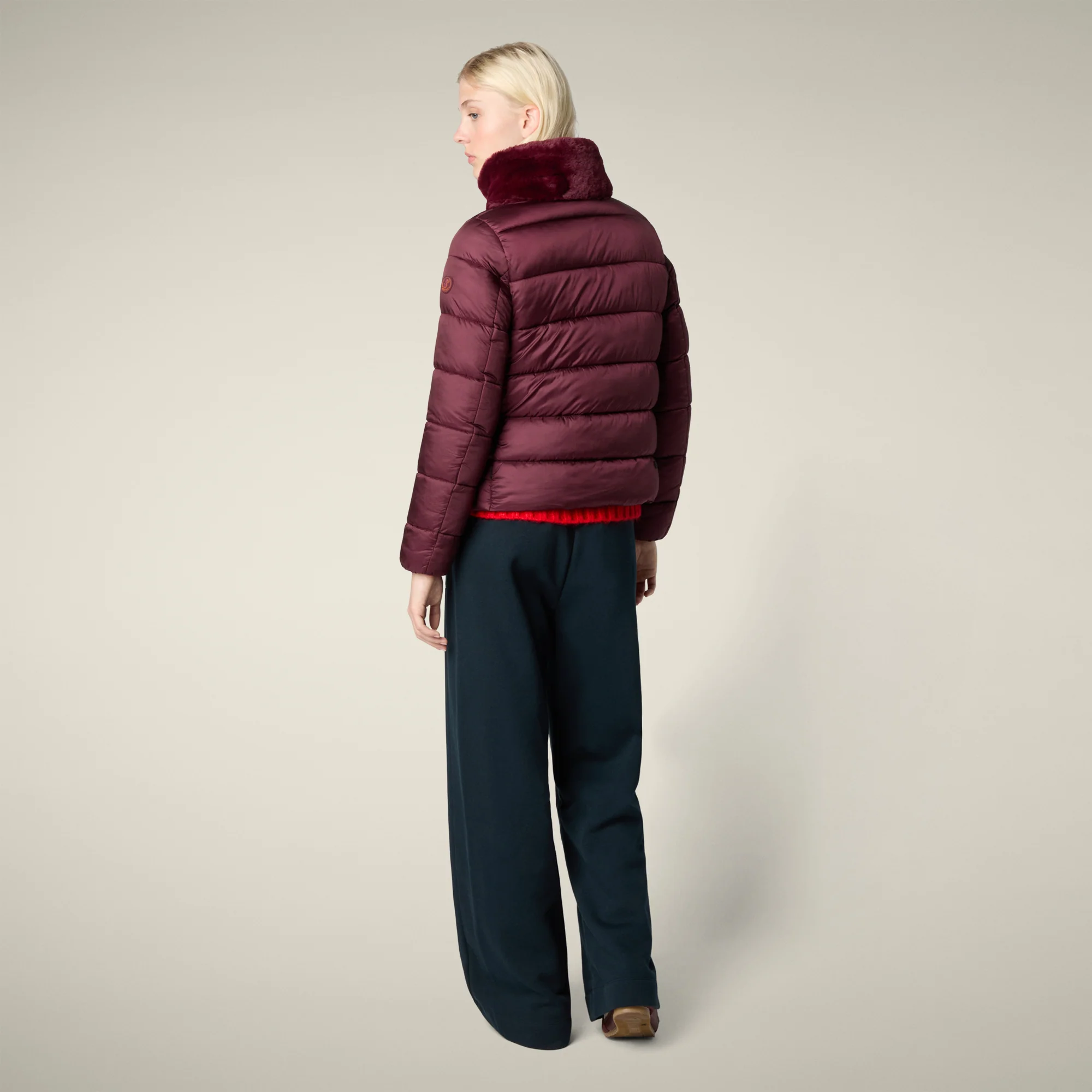 Women's Animal free puffer jacket Mei in wine red