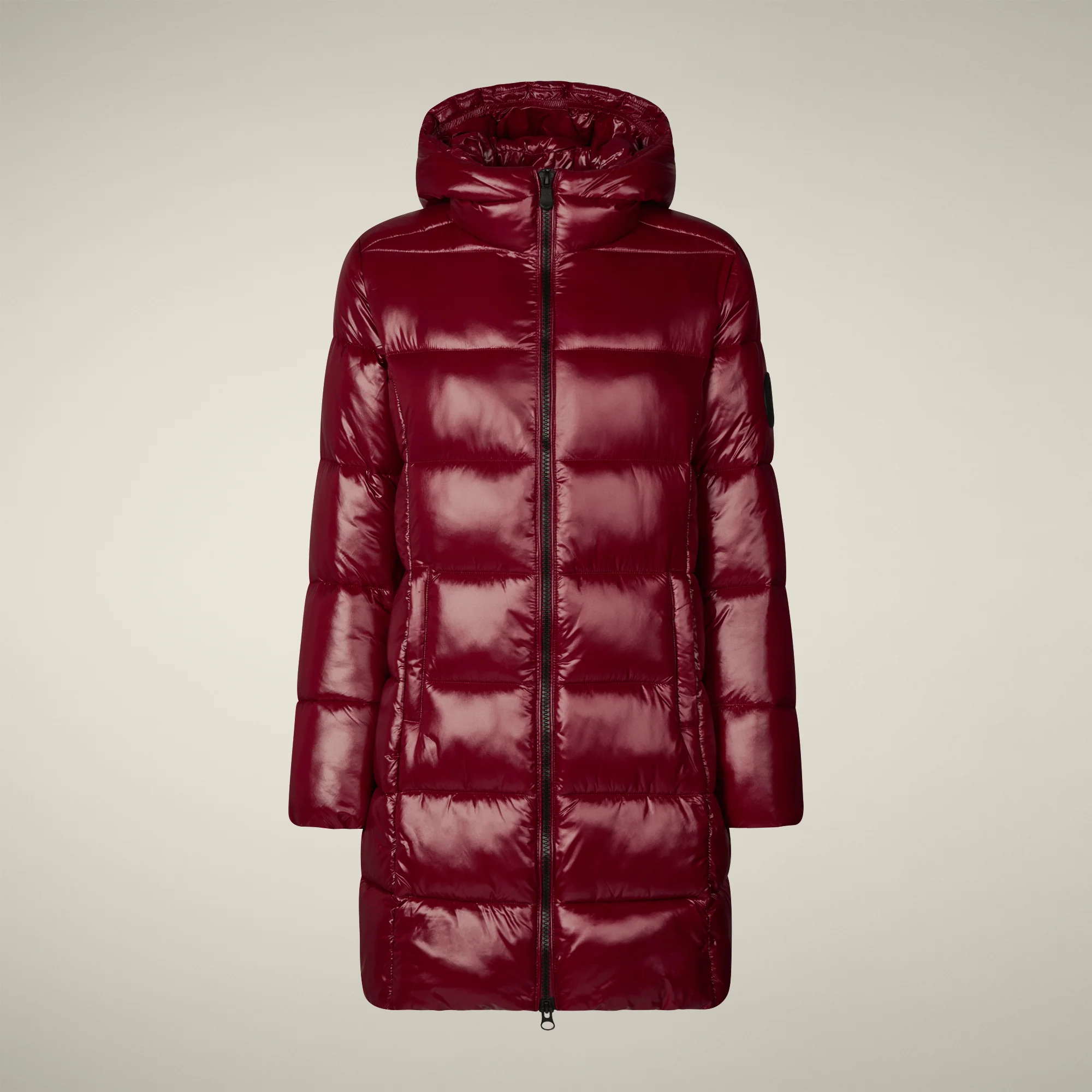 Women's Animal free puffer Coat ines in wine red