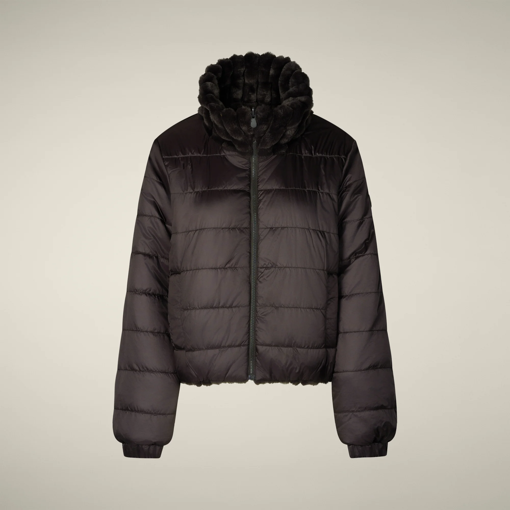 Women's Reversible Faux Fur Jacket elina in brown black