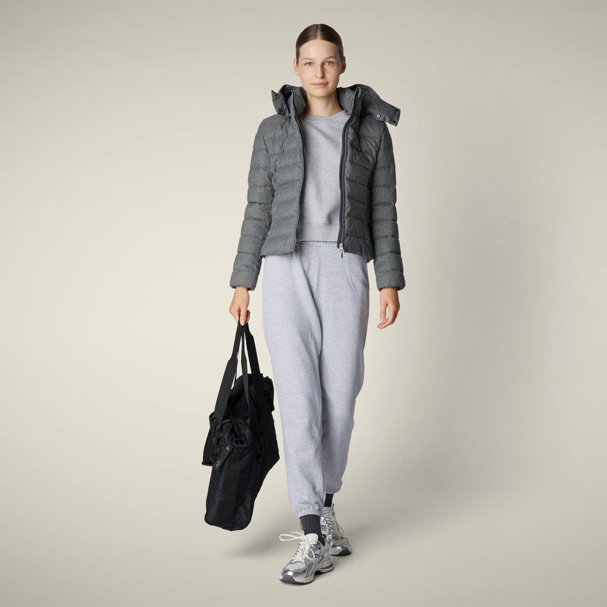 Women's Animal free puffer Jacket Nadia in Mid Grey Melange