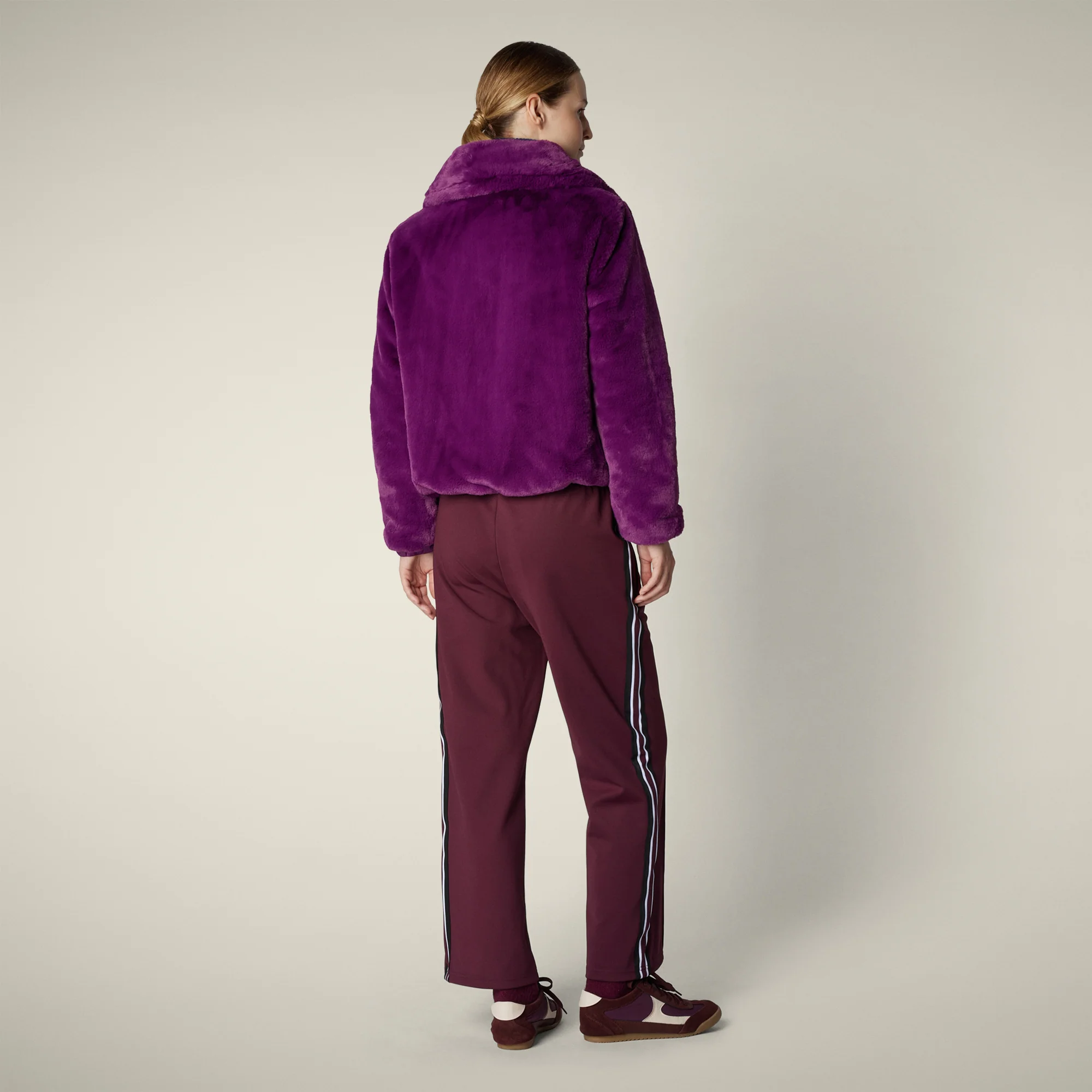 Women's Reversible Faux Fur Jacket Jeon in cyclamen violet