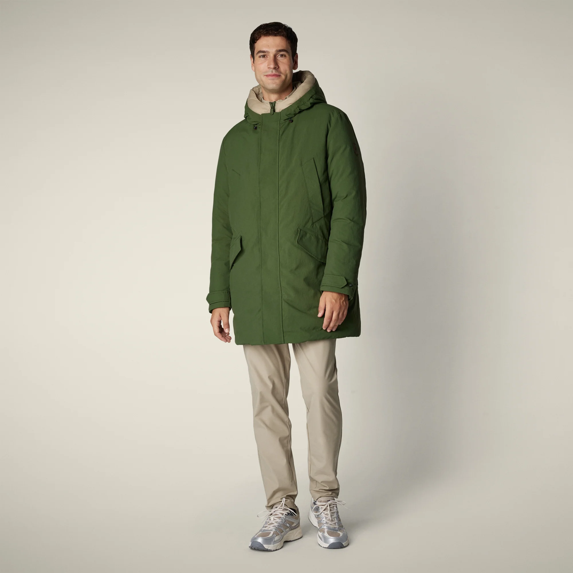 Men's Parka Valley in Pine Green and Stone Beige