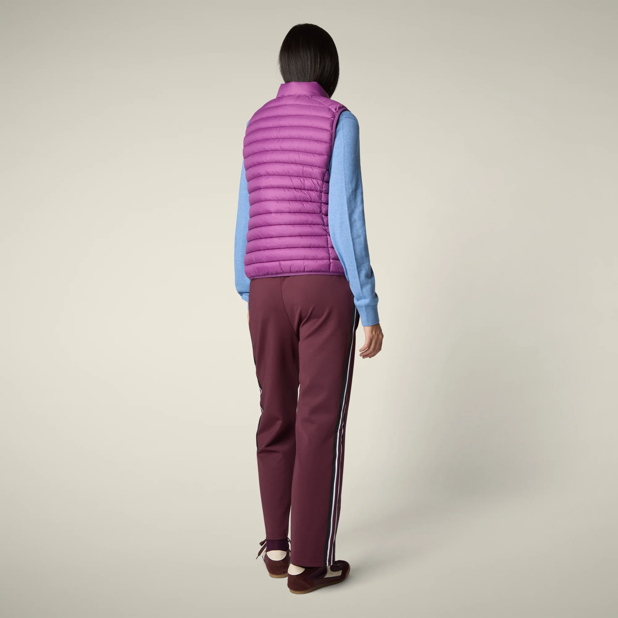 Women's Animal free puffer Vest Charlotte in Cyclamen Violet