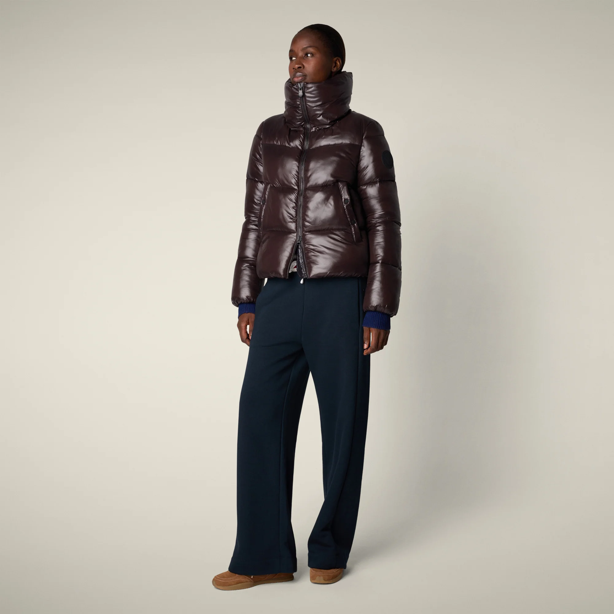 Women's Animal free puffer Jacket Isla in Brown Black