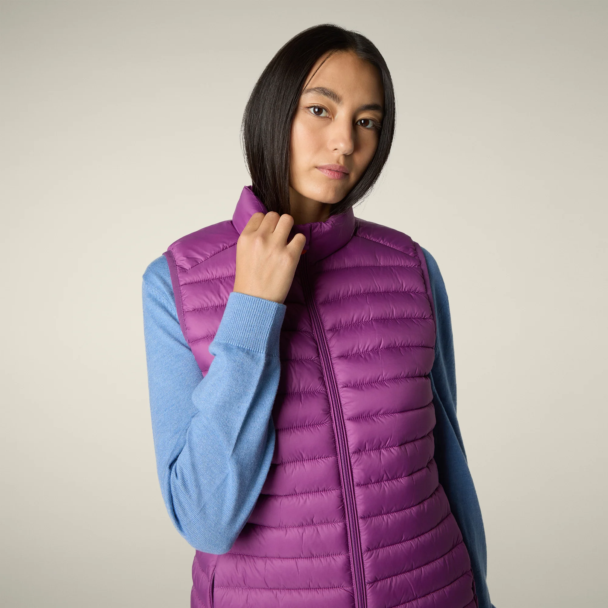 Women's Animal free puffer Vest Charlotte in Cyclamen Violet