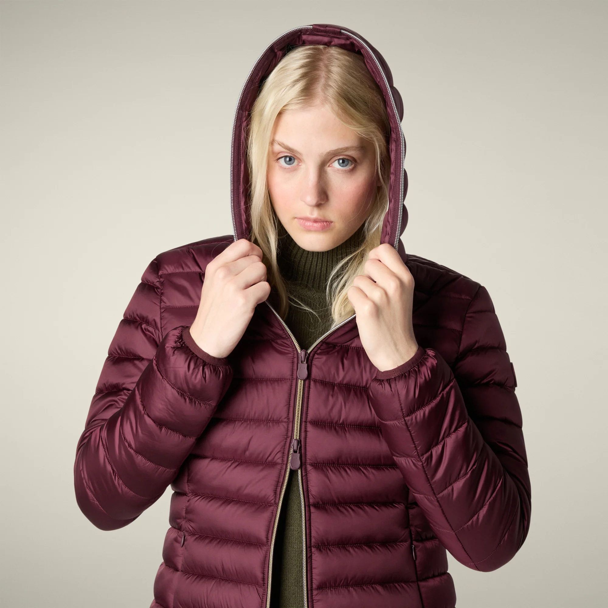 Women's animal free puffer jacket alexis in wine red