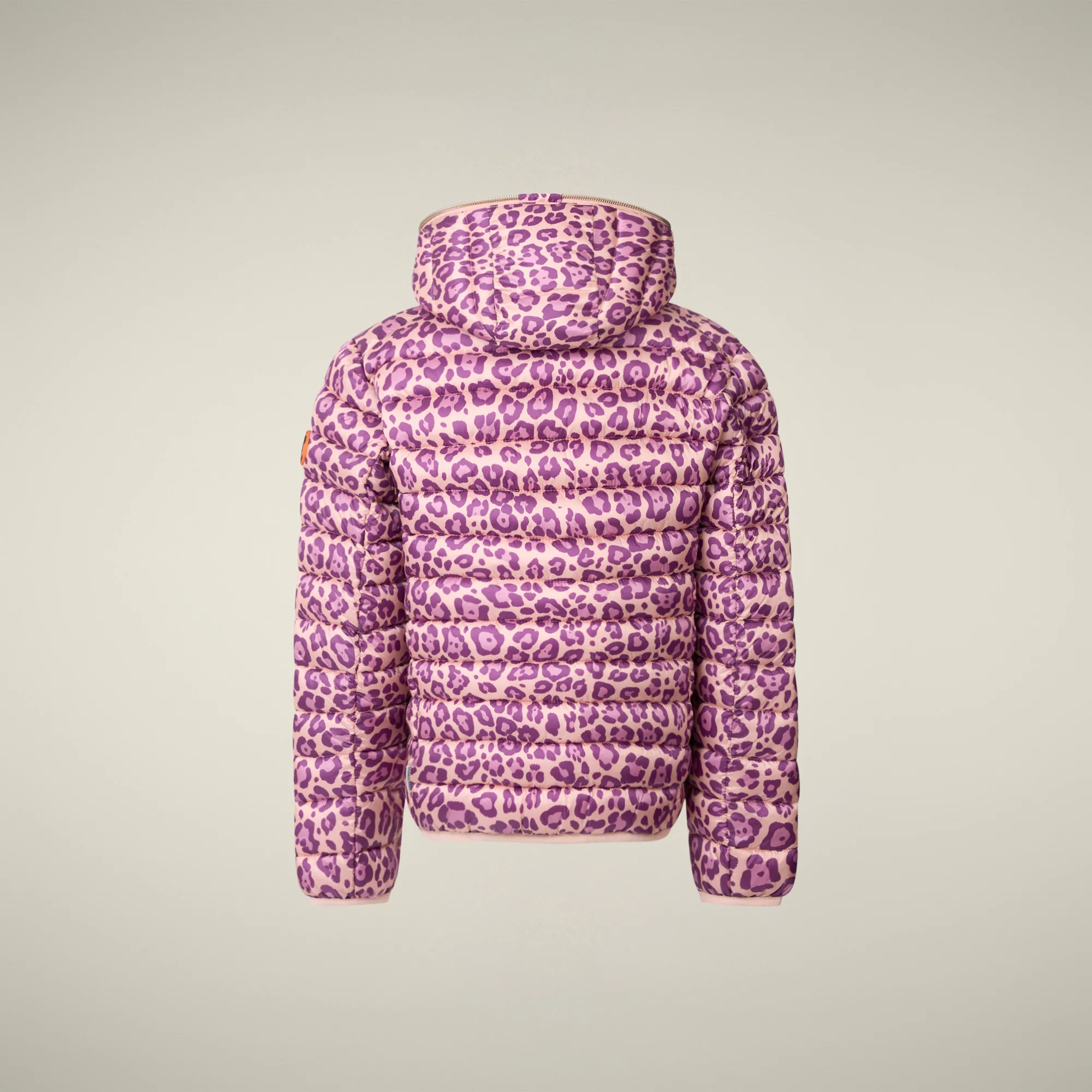 Girls' Puffer Jacket Aga WIth Pink Leopard Print