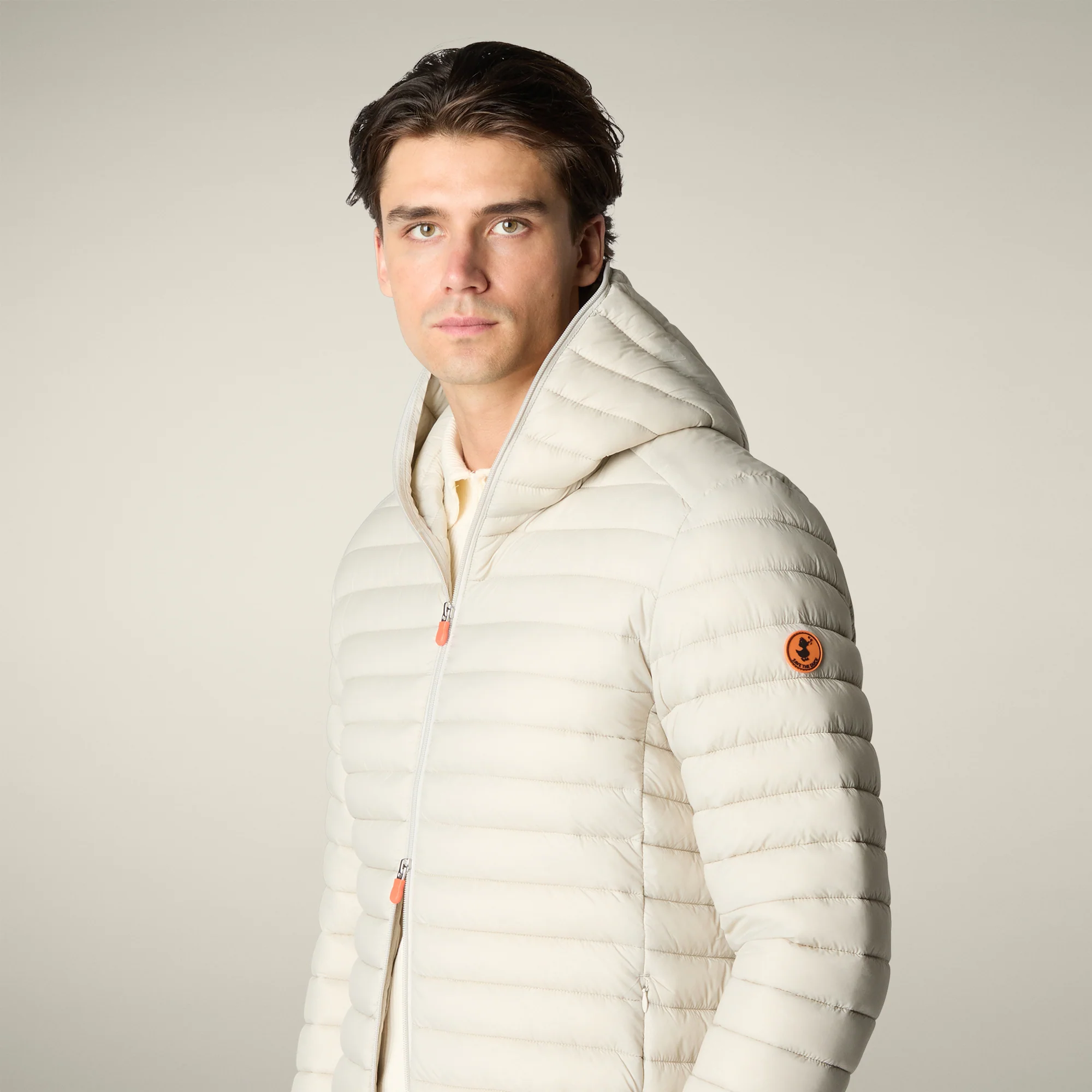 Men's  Donald Hooded Puffer Jacket in Rainy Beige