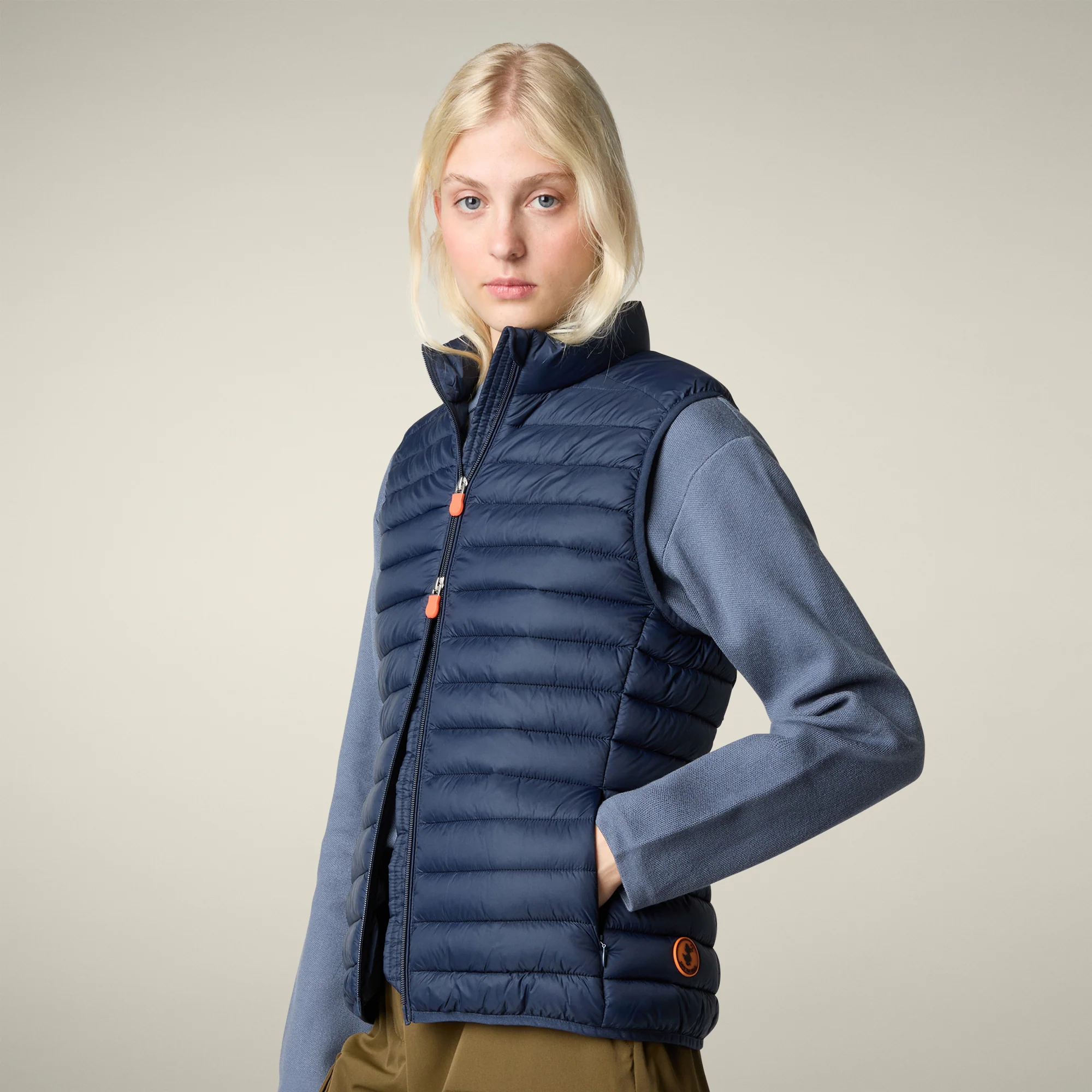 Women's Animal free puffer Vest Charlotte in Navy Blue