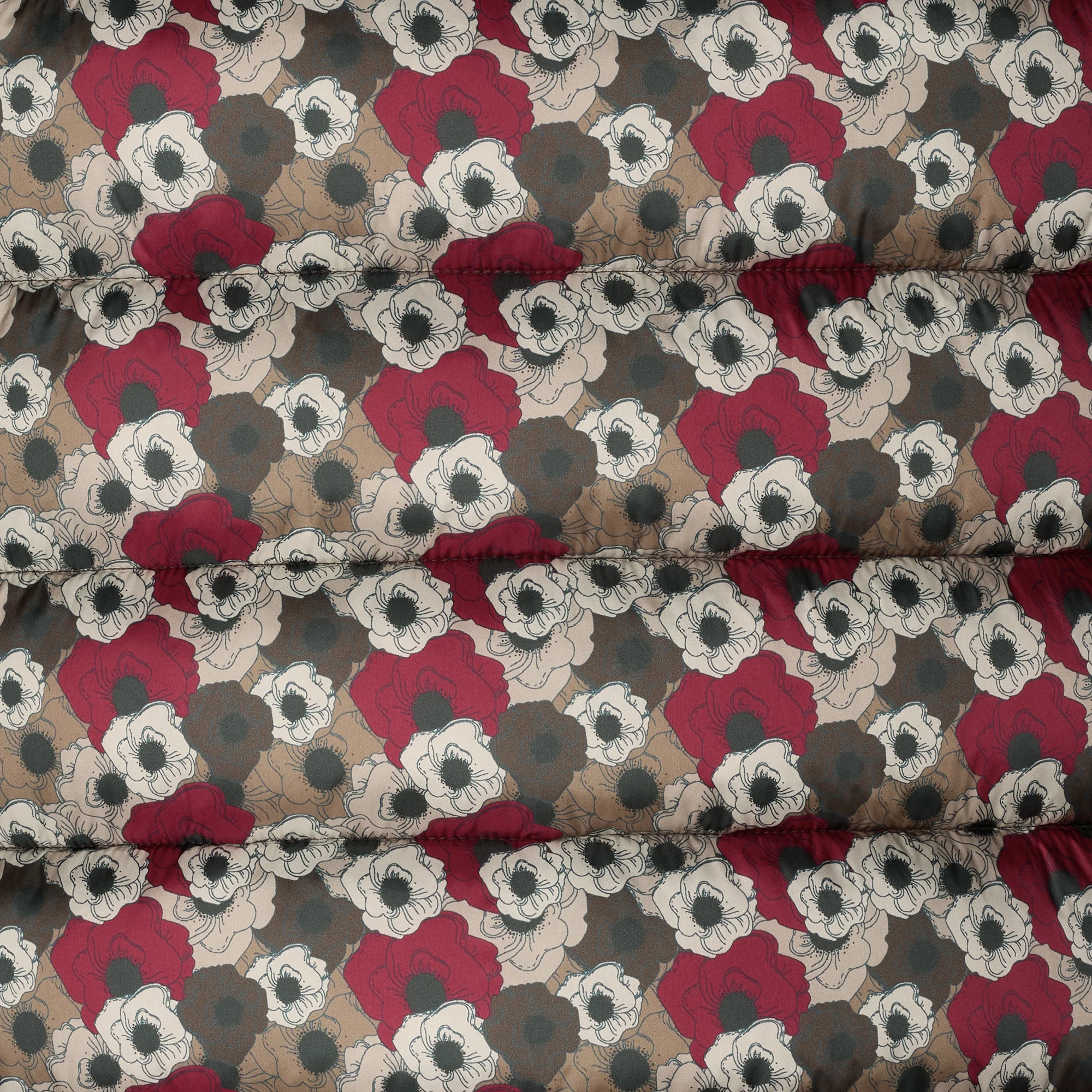 Women's Animal free puffer Jacket Flower with Beige&Red Floral Print