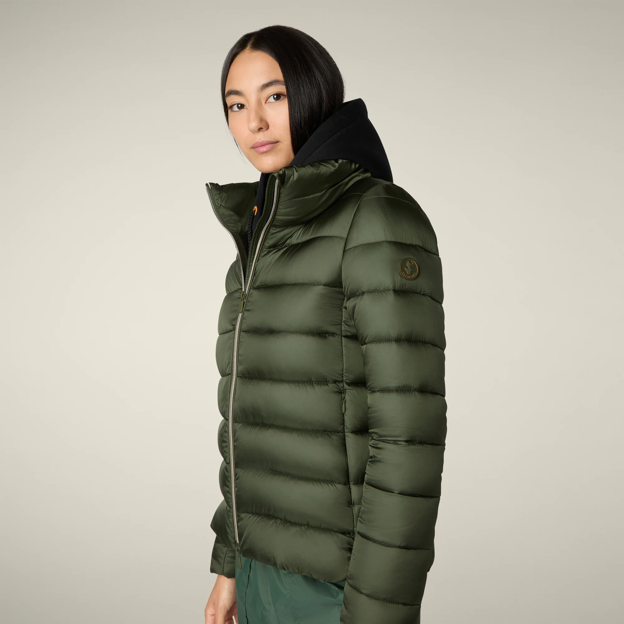 Women's Animal free puffer Jacket Elsie in Pine Green