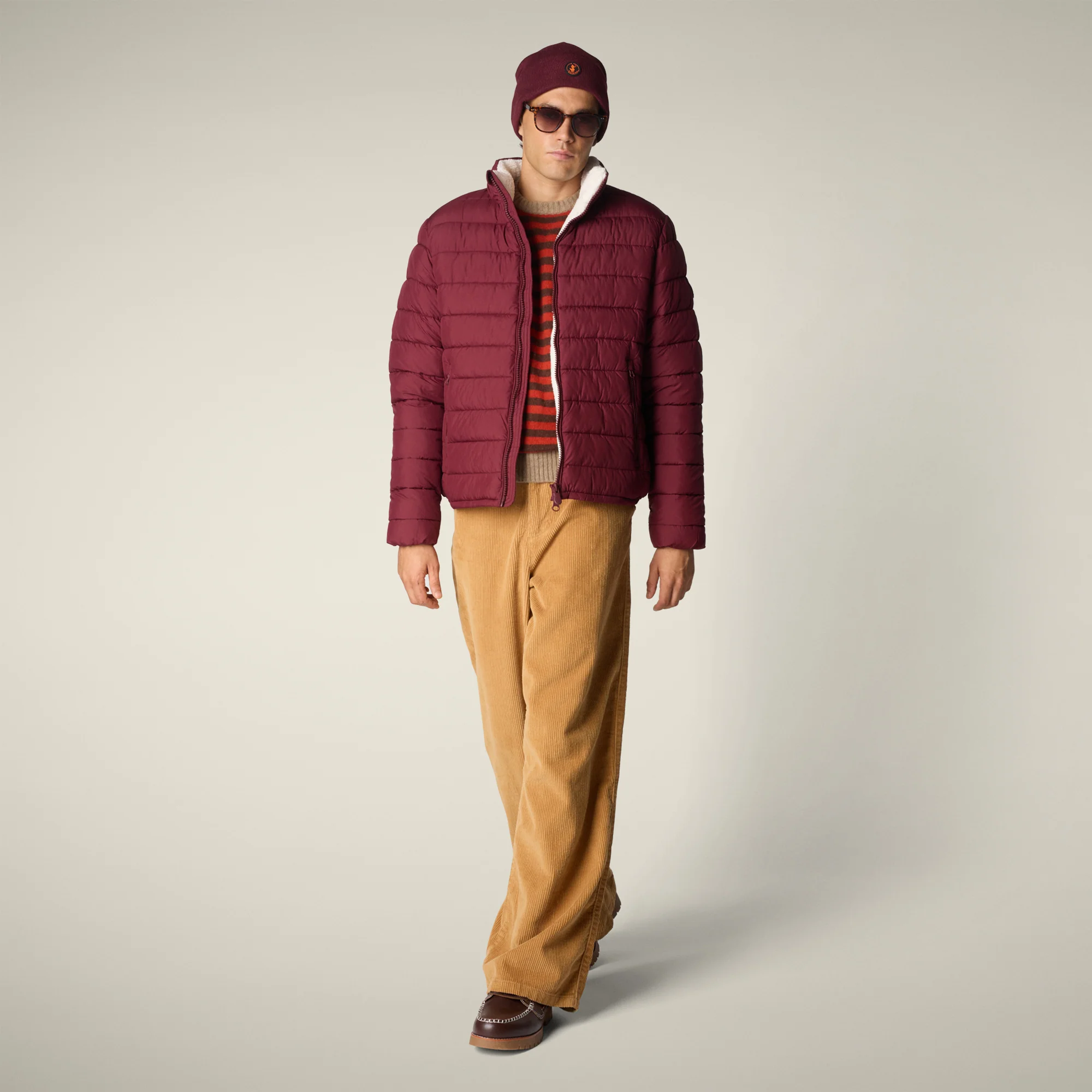 Men's Animal free puffer Jacket conan in wine red