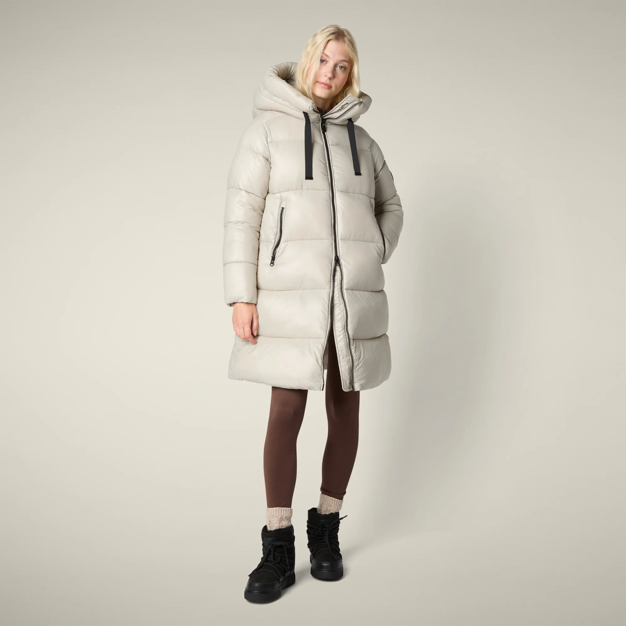 Women's Animal free puffer coat Isabel in rainy beige