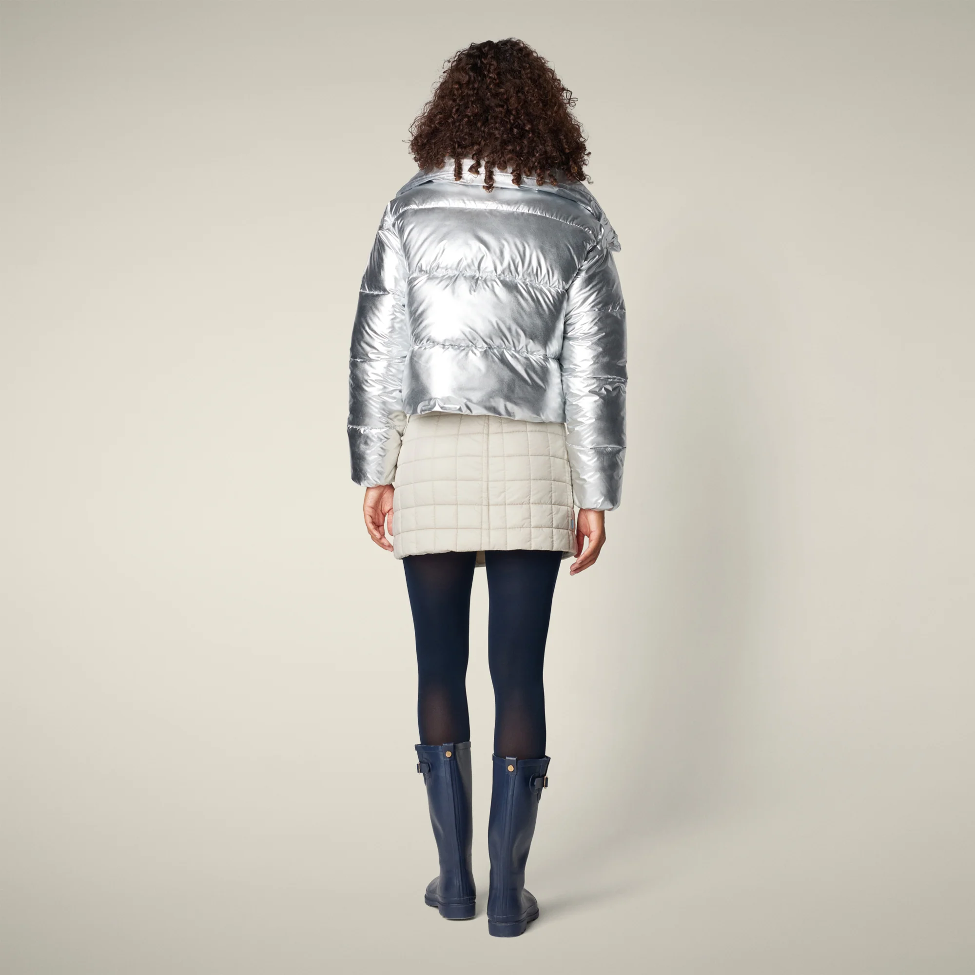 Women's Animal Free puffer Jacket Giselle in Silver