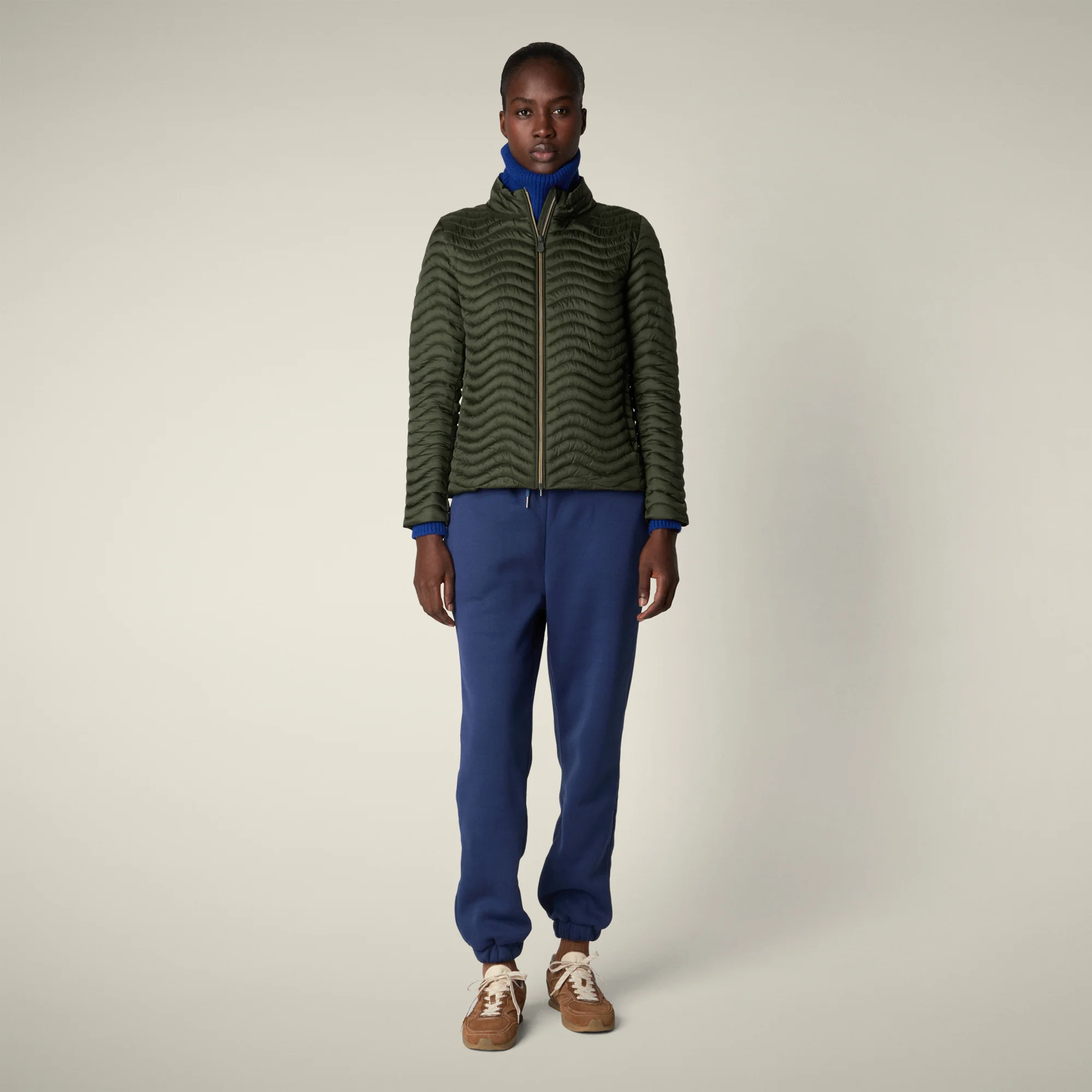 Women's Animal free puffer Jacket Pearl in Pine Green