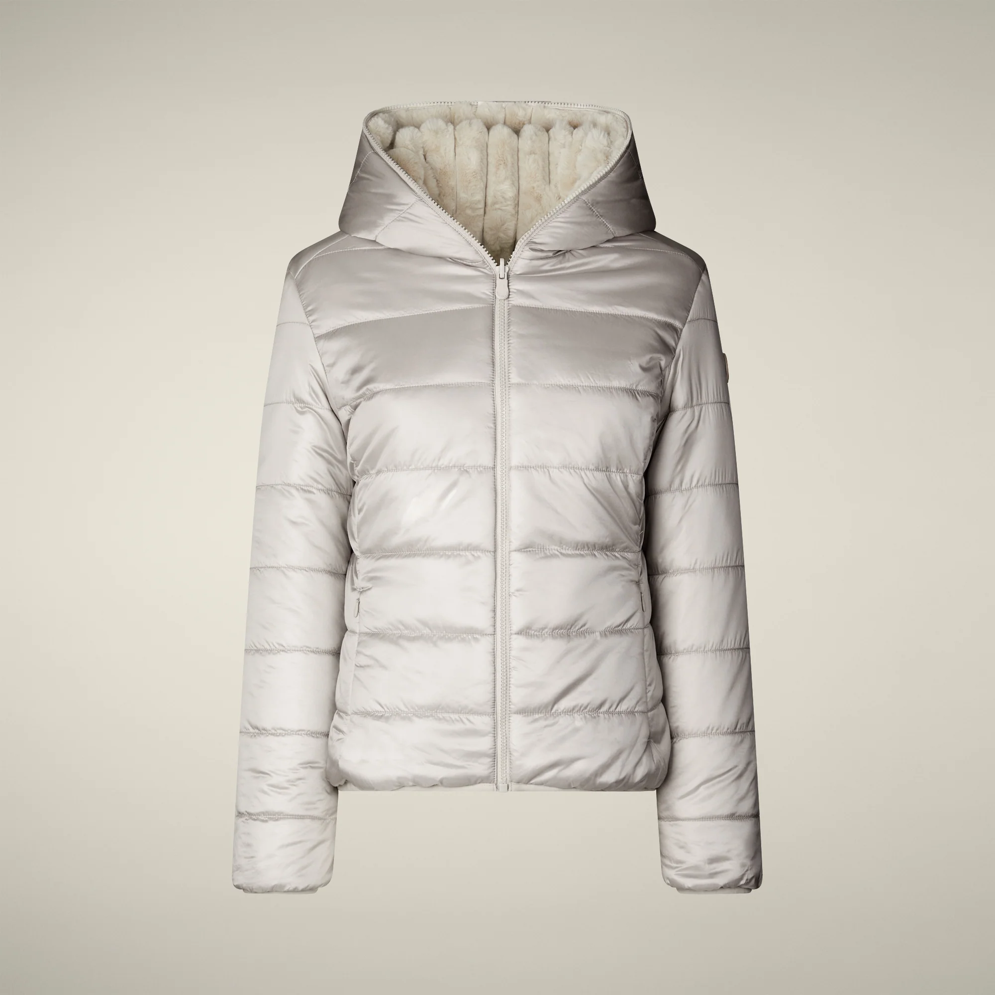 Women's Reversible Faux Fur Jacket Este in Rainy Beige