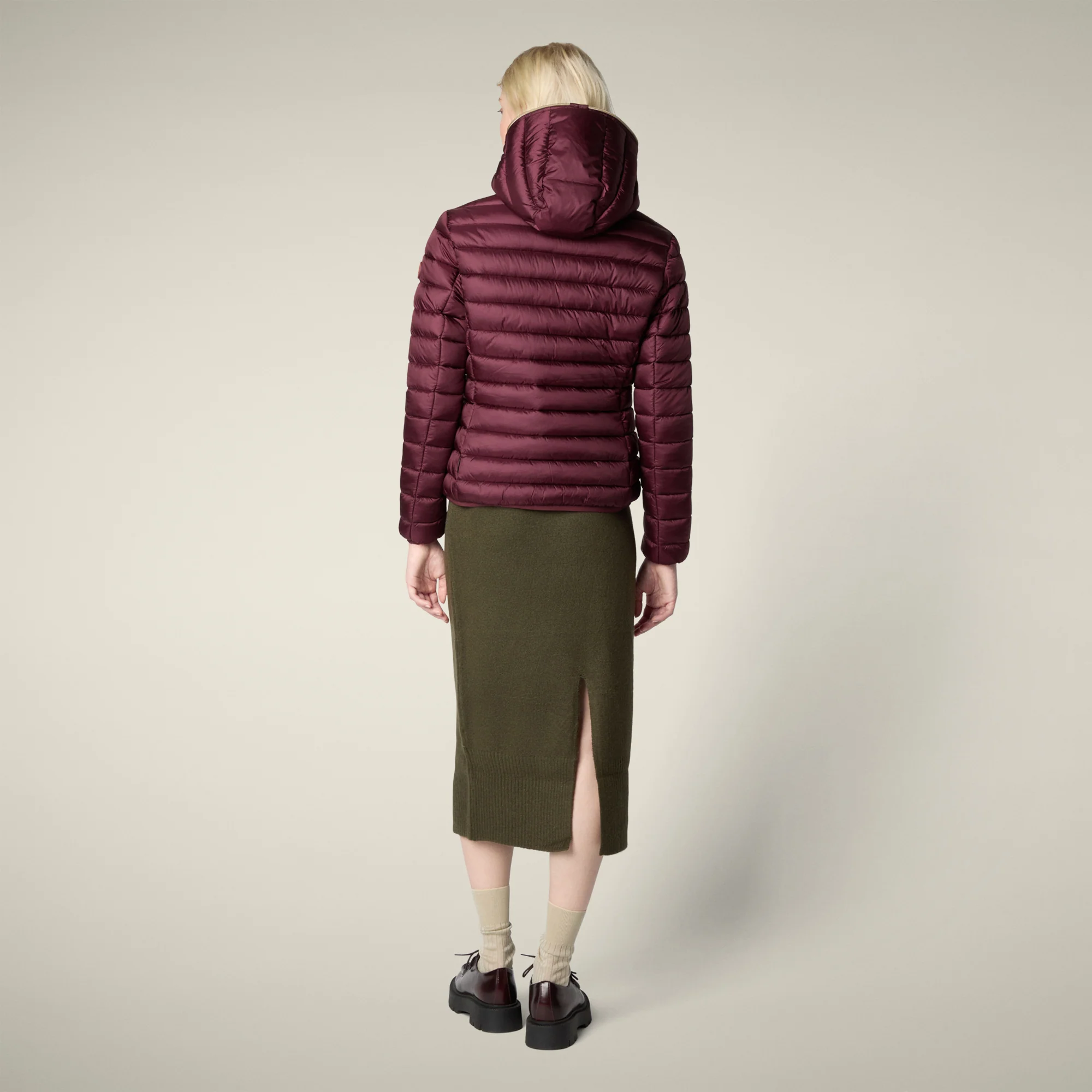 Women's animal free puffer jacket alexis in wine red