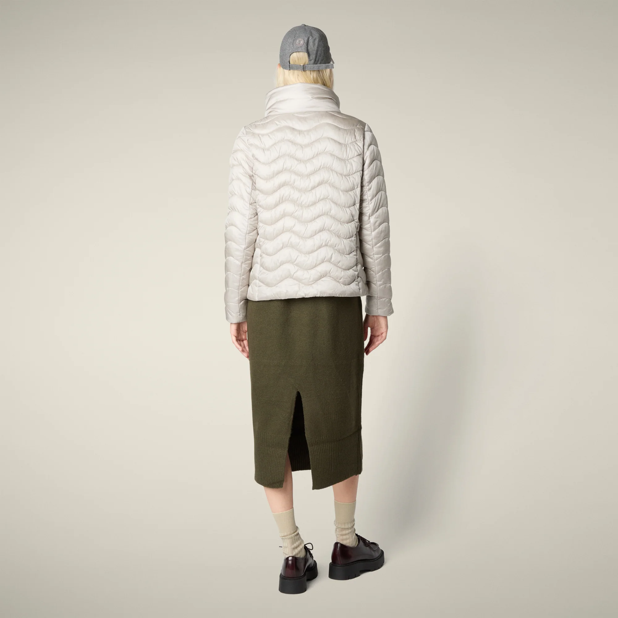 Women's Animal free puffer Jacket Peridot in Rainy Beige