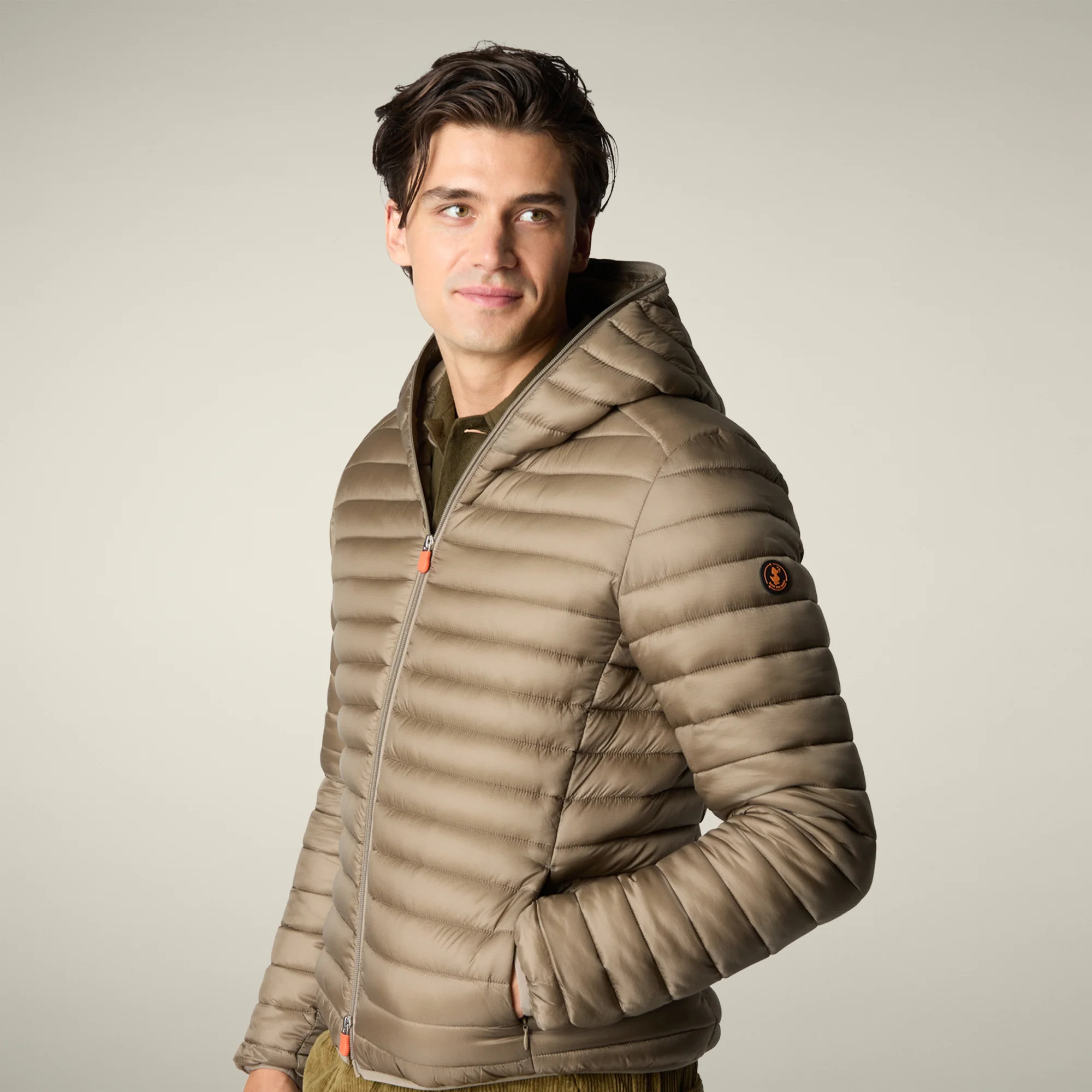 Men's Animal free puffer jacket Devon in elephant grey
