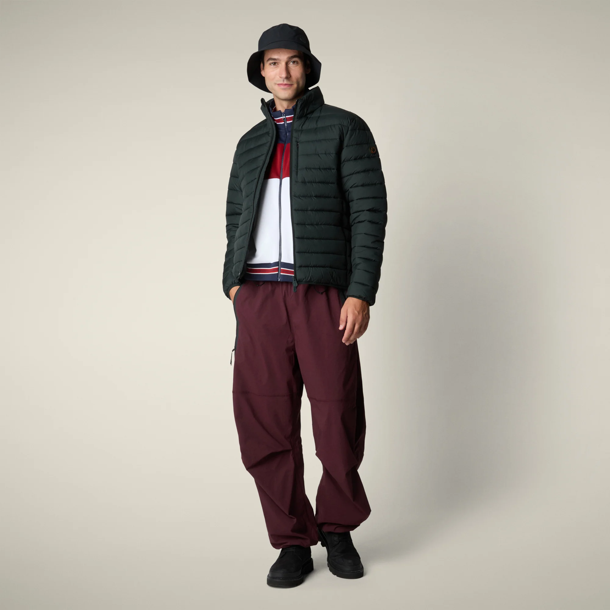 Men's animal free puffer Jacket Erion in Green Black