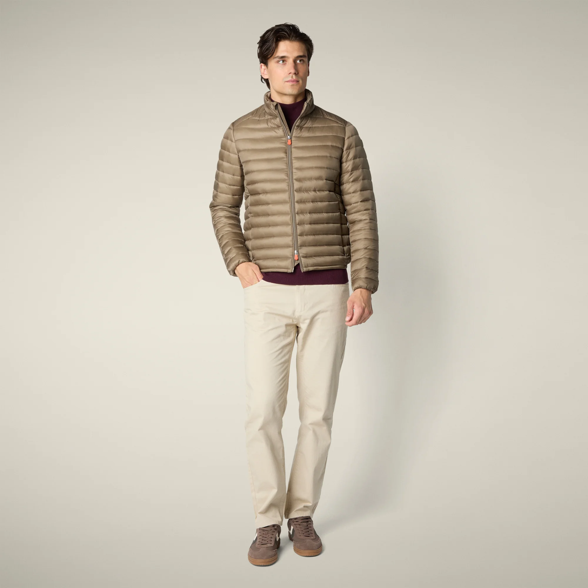 Men's animal free puffer jacket Cyrion in elephant grey