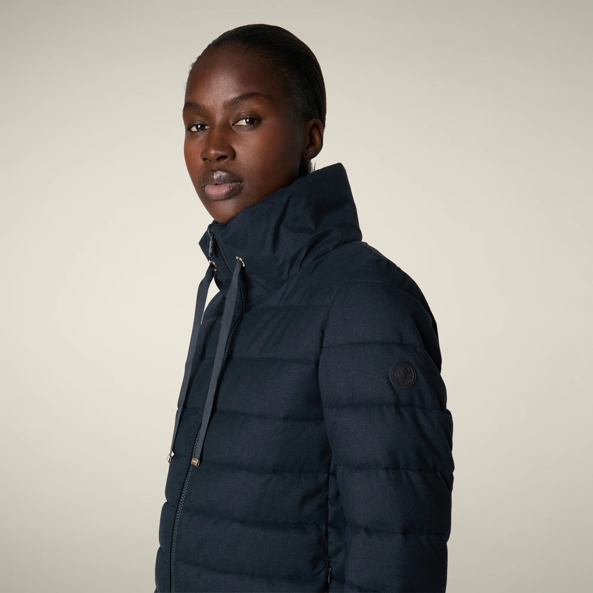 Women's Animal free puffer Coat june in navy blue melange