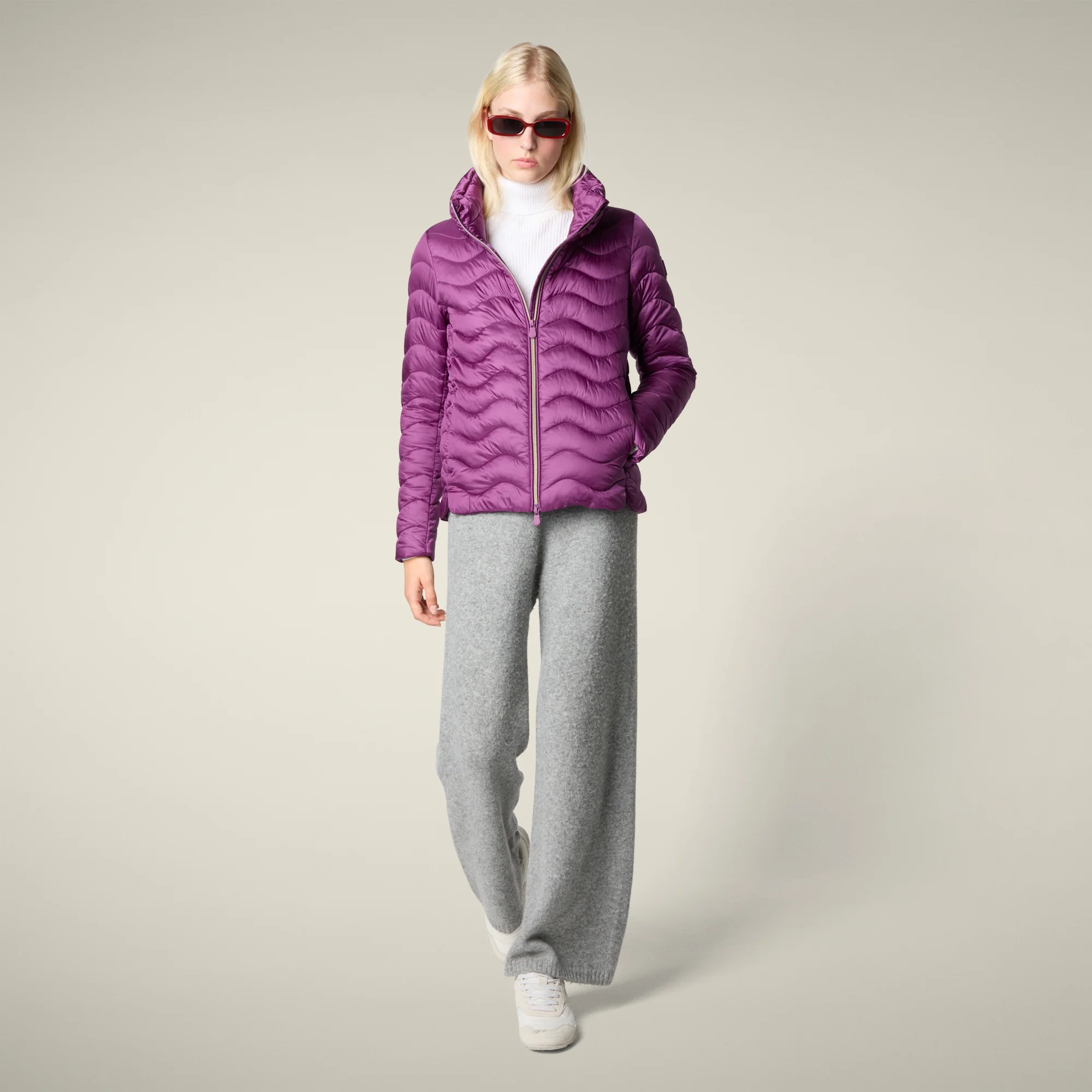 Women's Animal free puffer Jacket Peridot in Cyclamen Violet