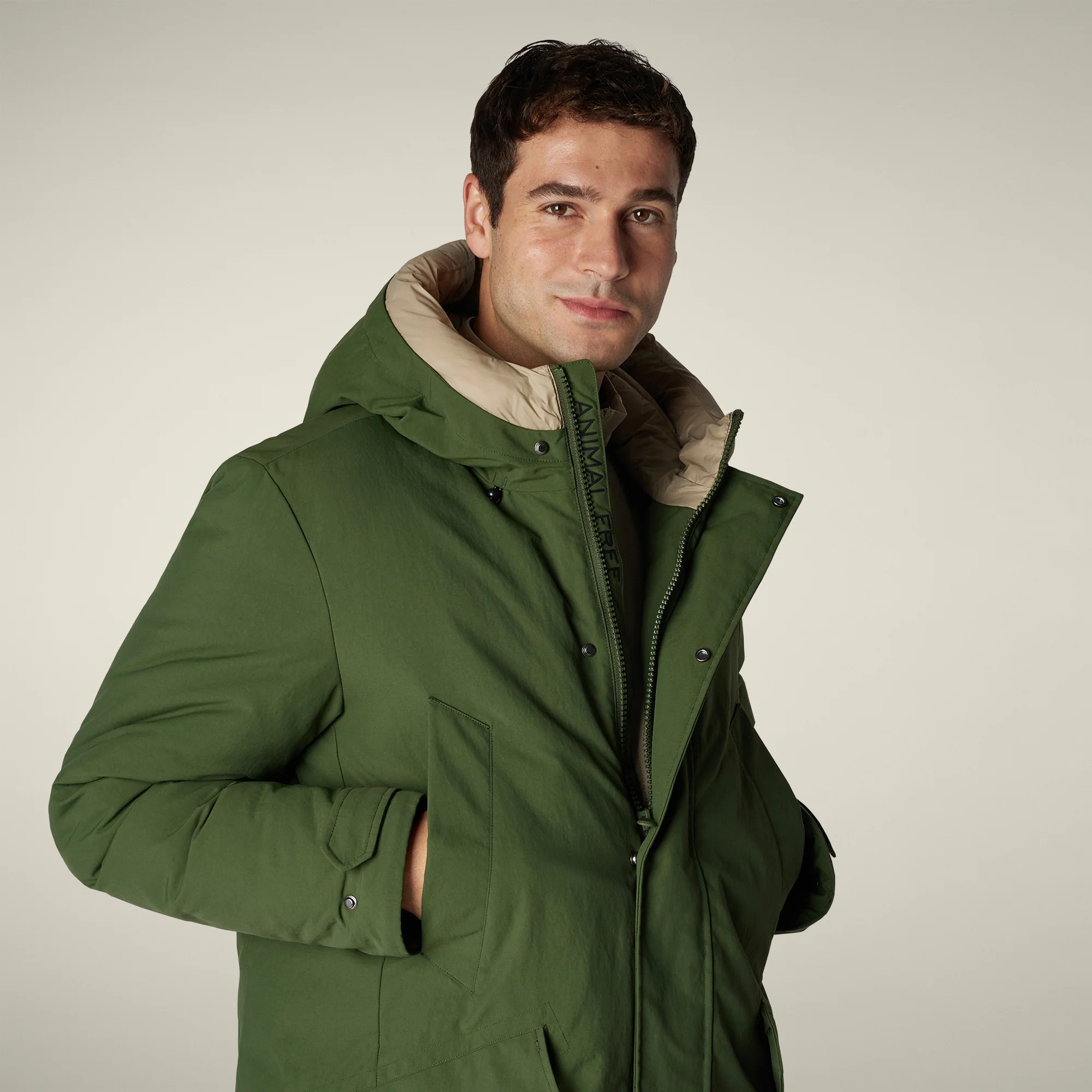 Men's Parka Valley in Pine Green and Stone Beige