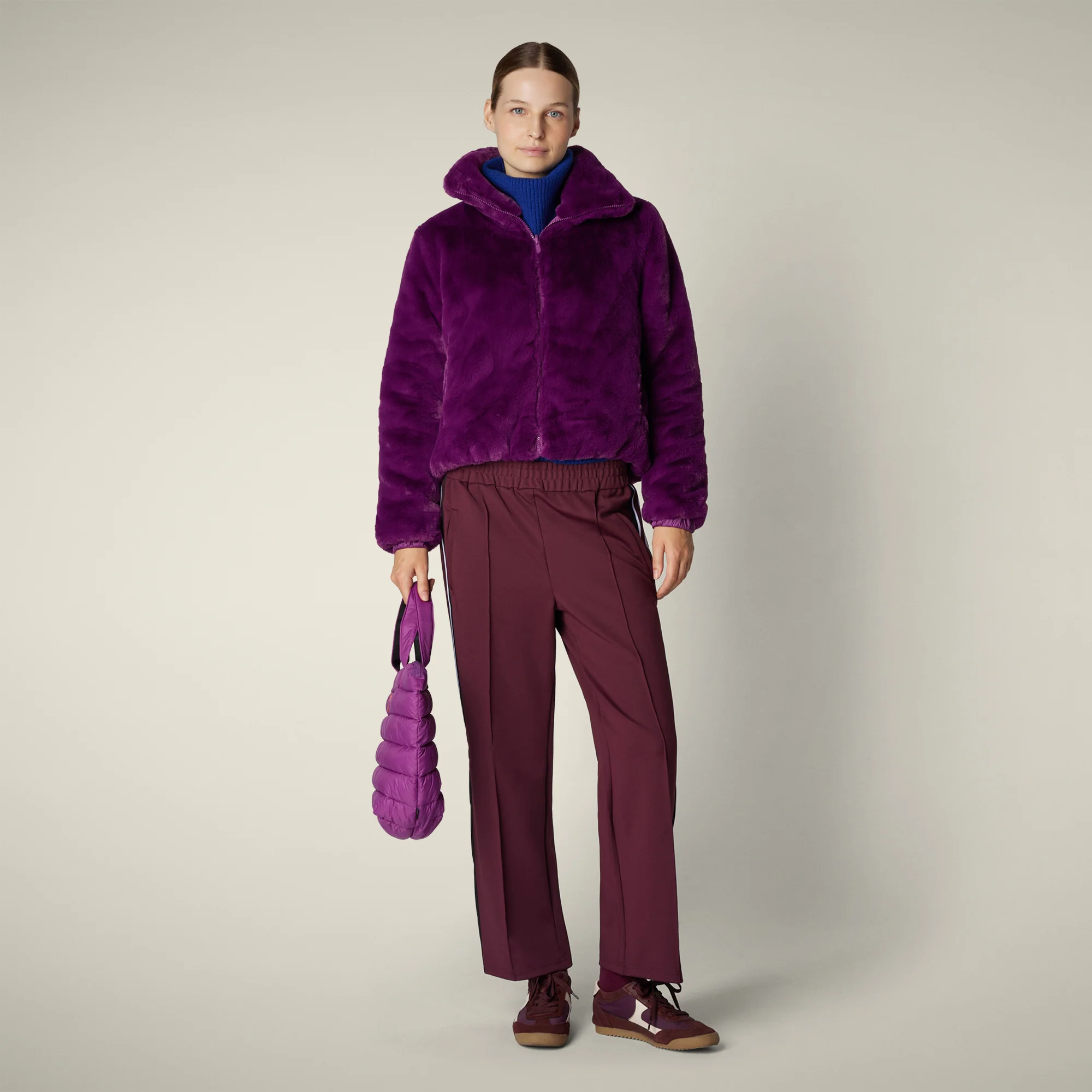 Women's Reversible Faux Fur Jacket Jeon in cyclamen violet