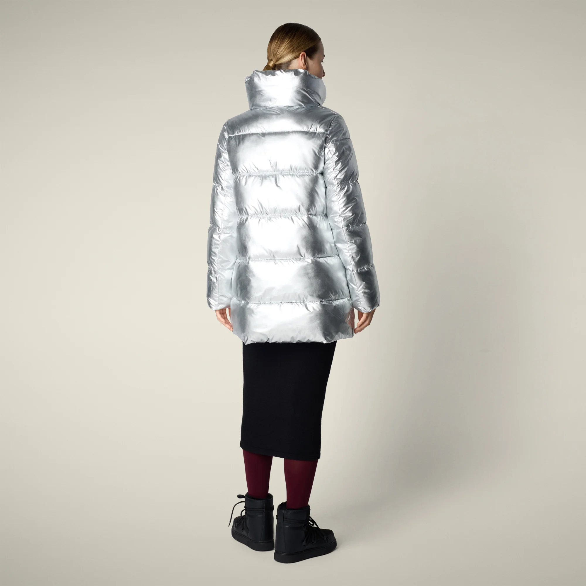 Women's Animal free puffer Coat Gerda in Silver