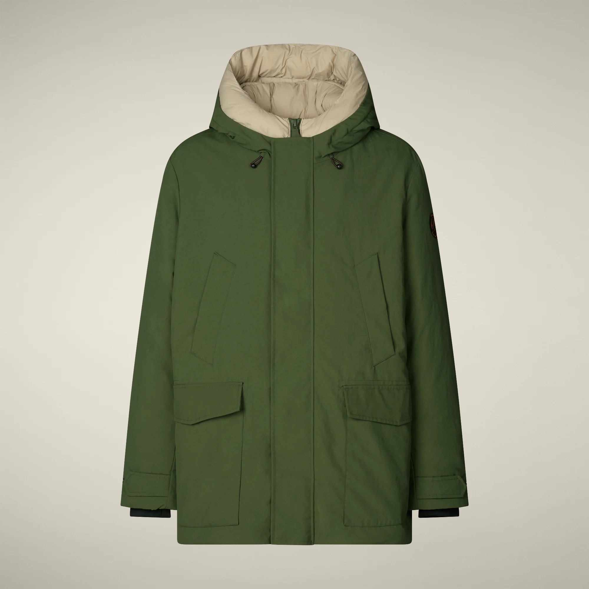 Men's Parka Forest in Pine Green and Stone Beige