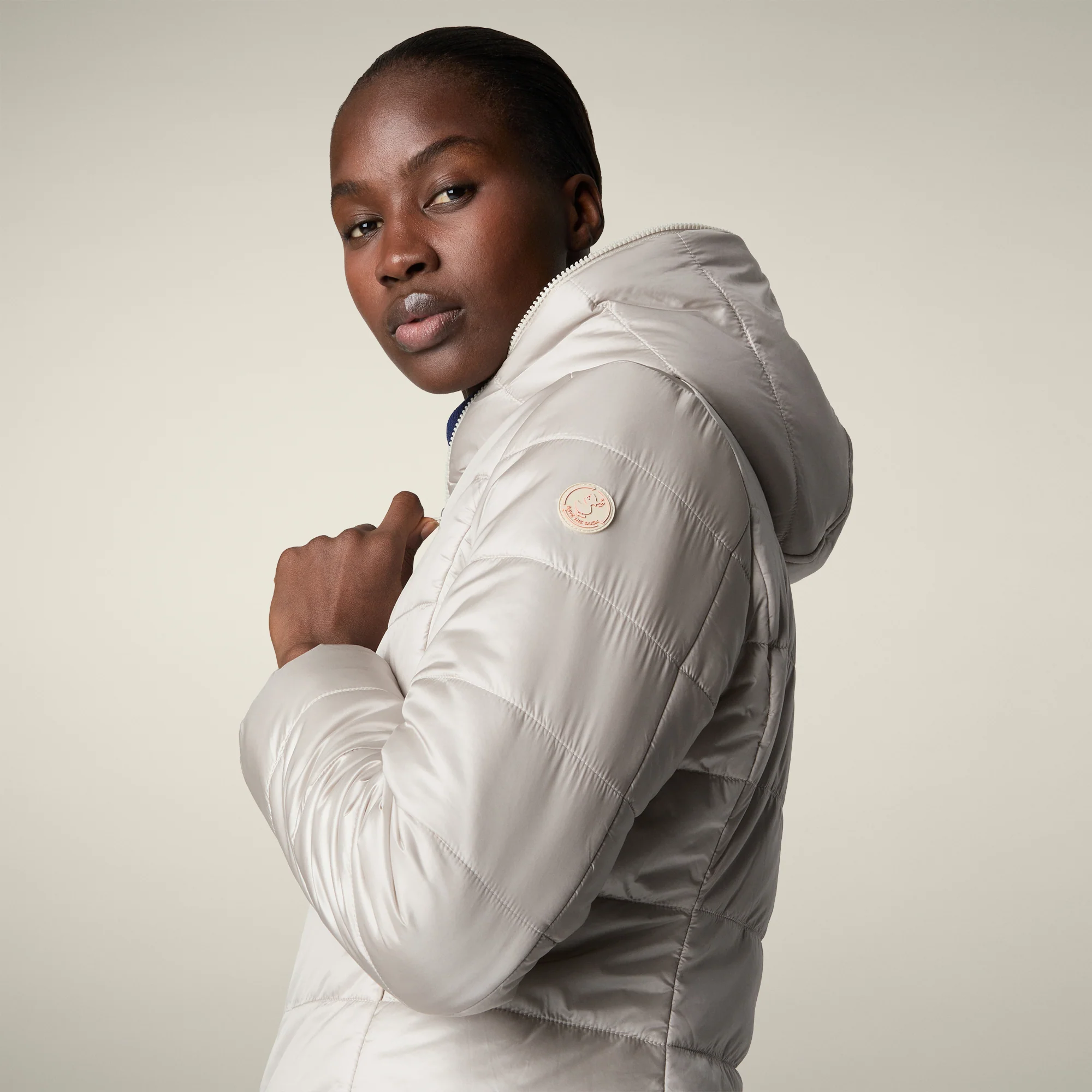 Women's Reversible Faux Fur Jacket Este in Rainy Beige