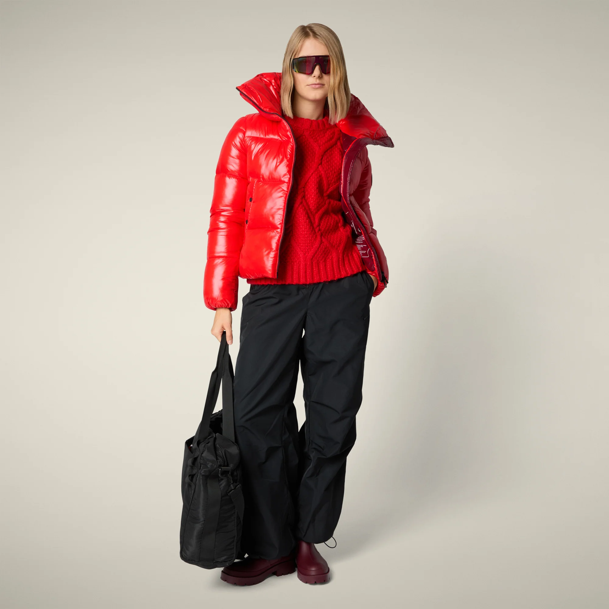 Women's animal free puffer jacket Isla in fiery red