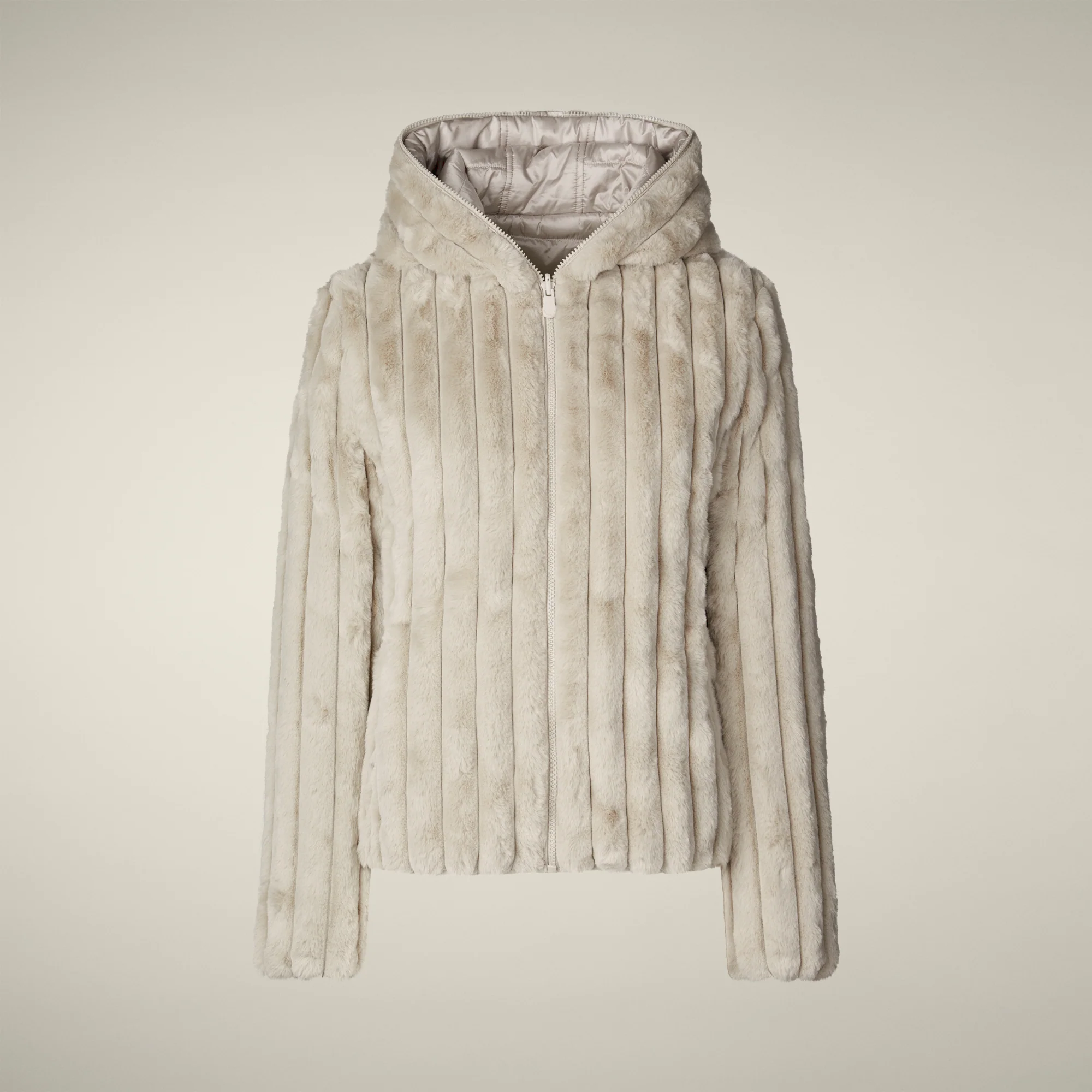 Women's Reversible Faux Fur Jacket Este in Rainy Beige