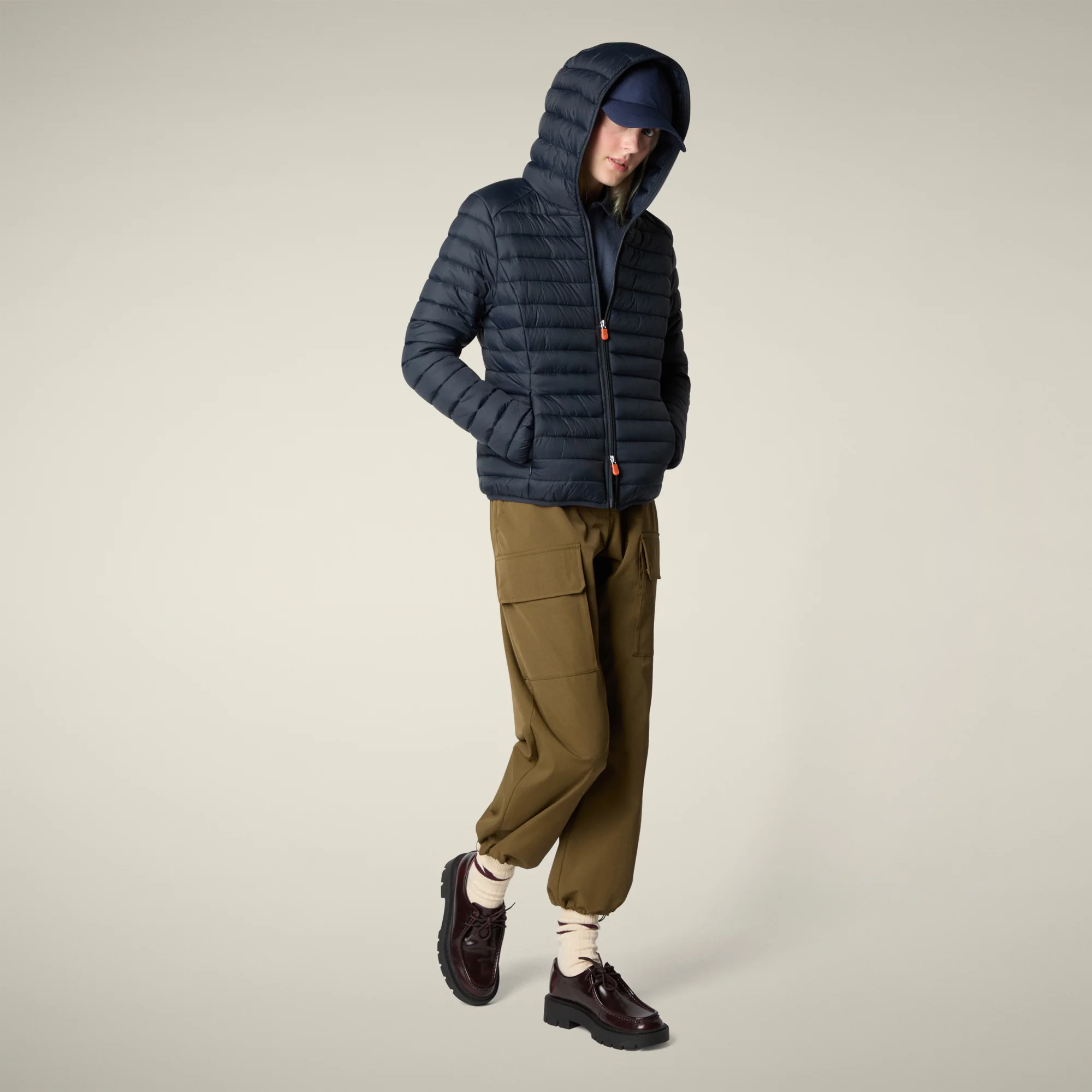 Women's Animal free puffer Jacket Daisy in Blue Black