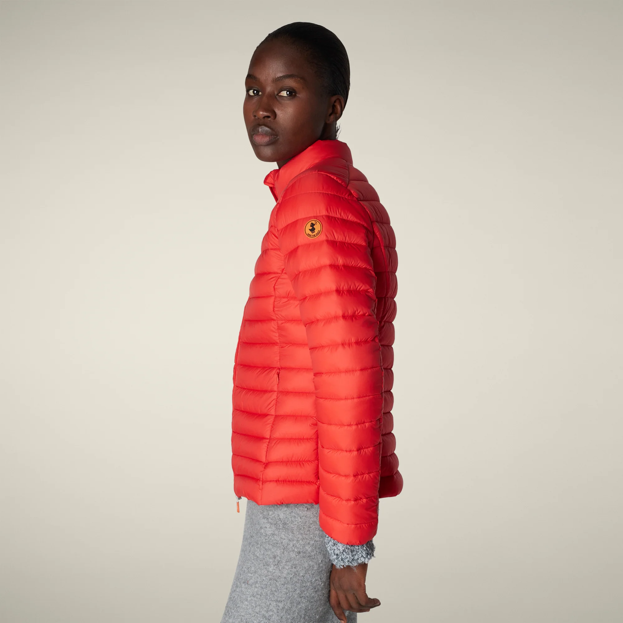 Women's animal free puffer jacket Carly in Fiery red