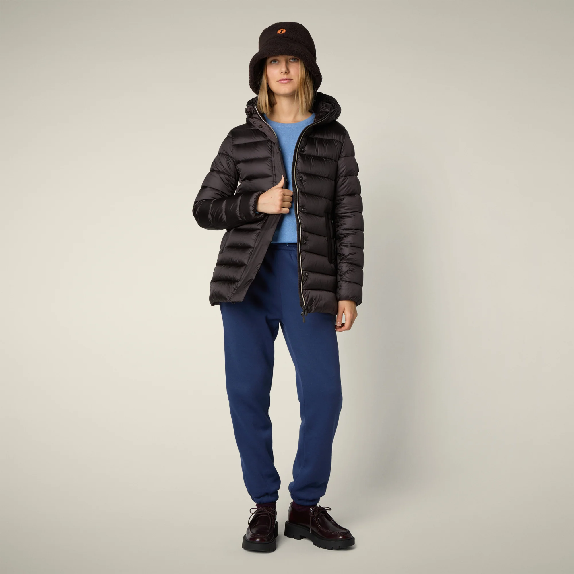 Women's Animal free puffer Coat Drimia in brown black