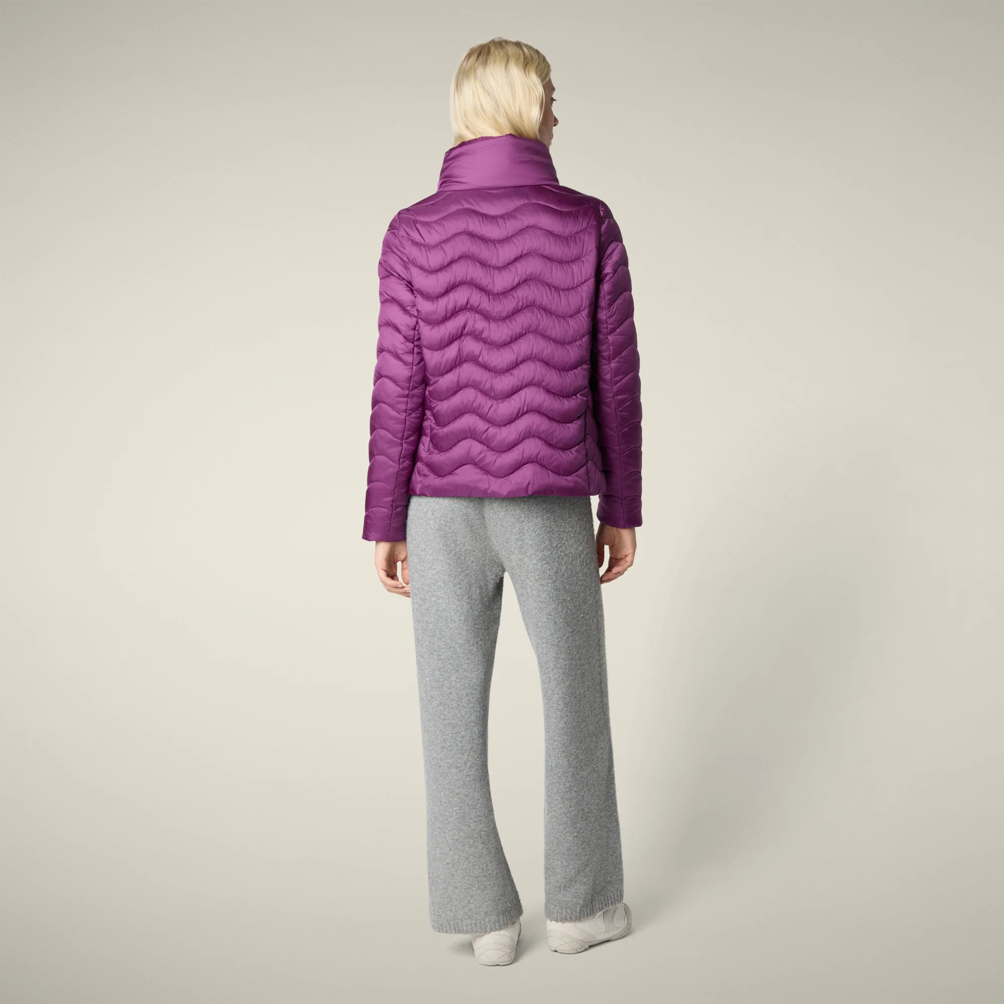 Women's Animal free puffer Jacket Peridot in Cyclamen Violet