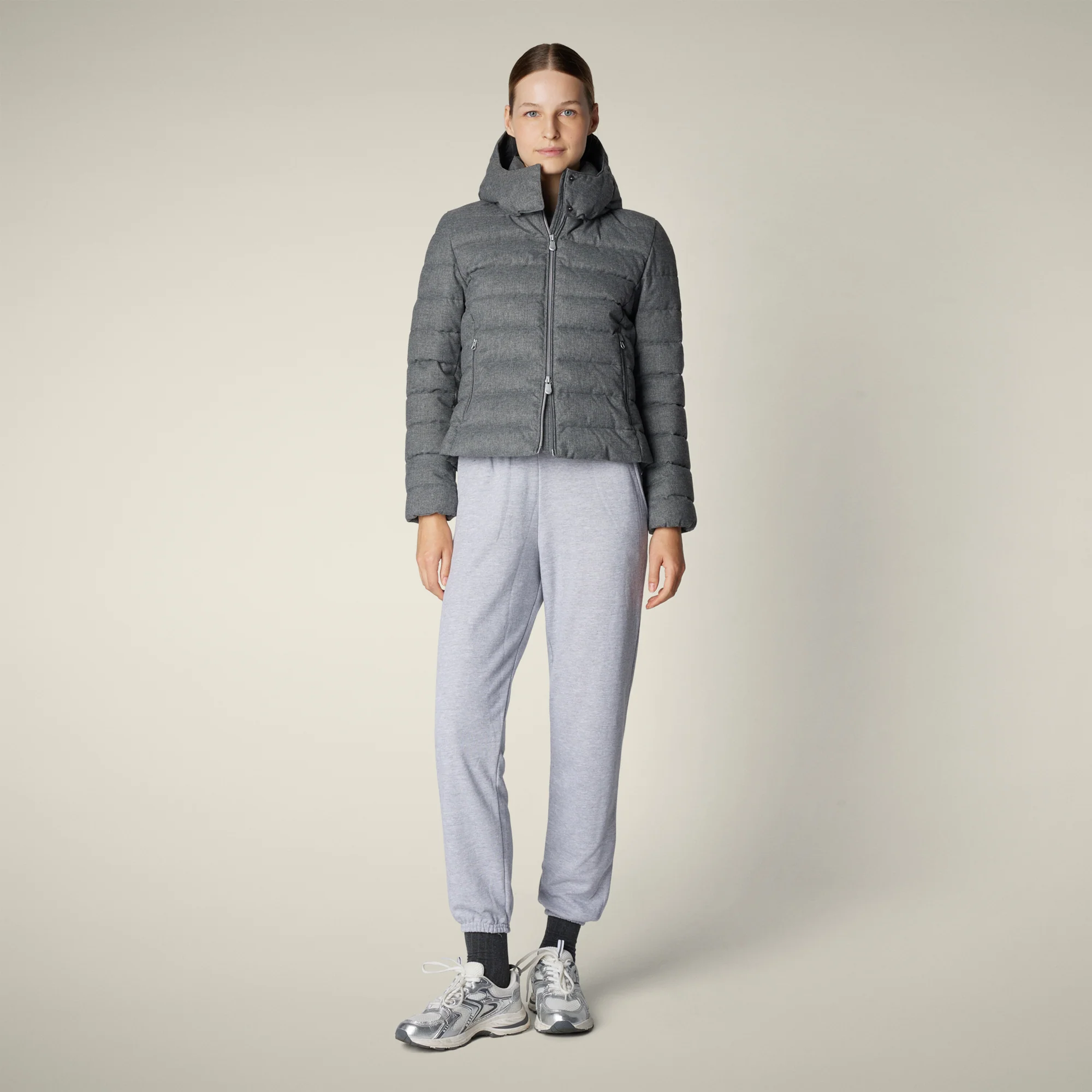 Women's Animal free puffer Jacket Nadia in Mid Grey Melange