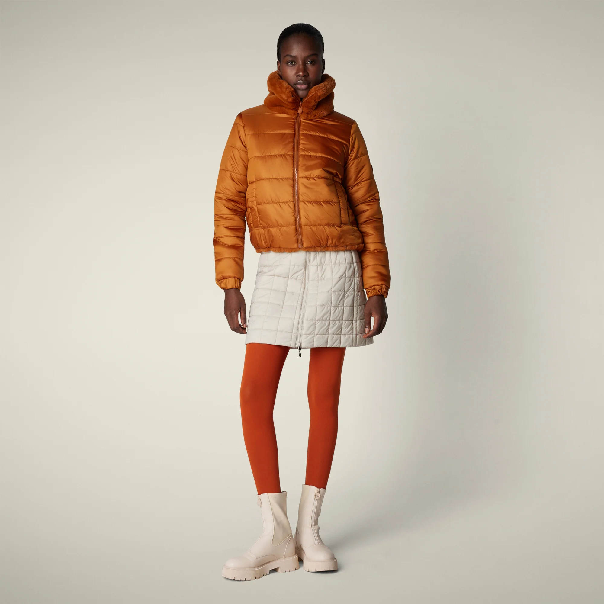 Women's Reversible Faux Fur Jacket Margherita in Caramel Brown