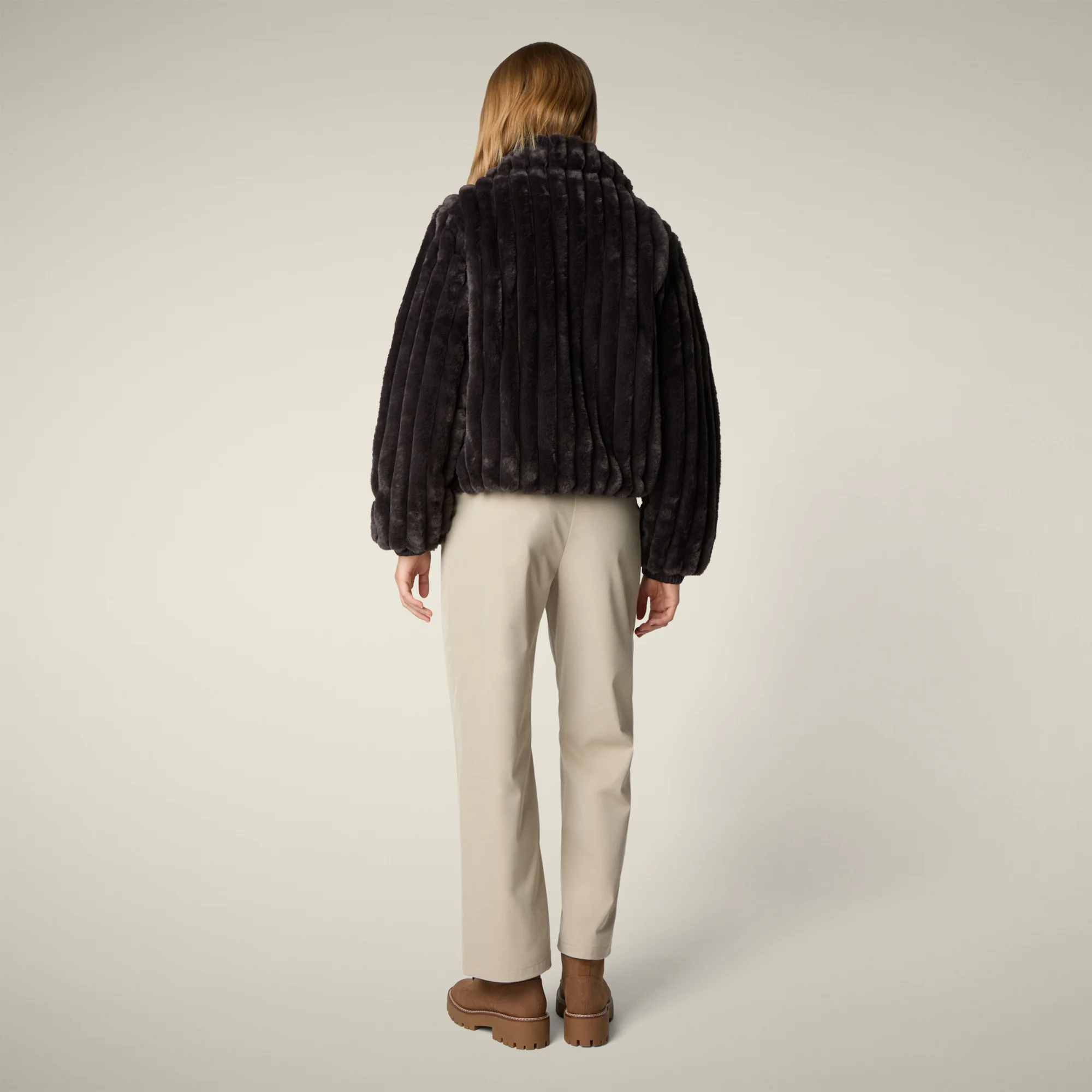 Women's Reversible Faux Fur Jacket elina in brown black