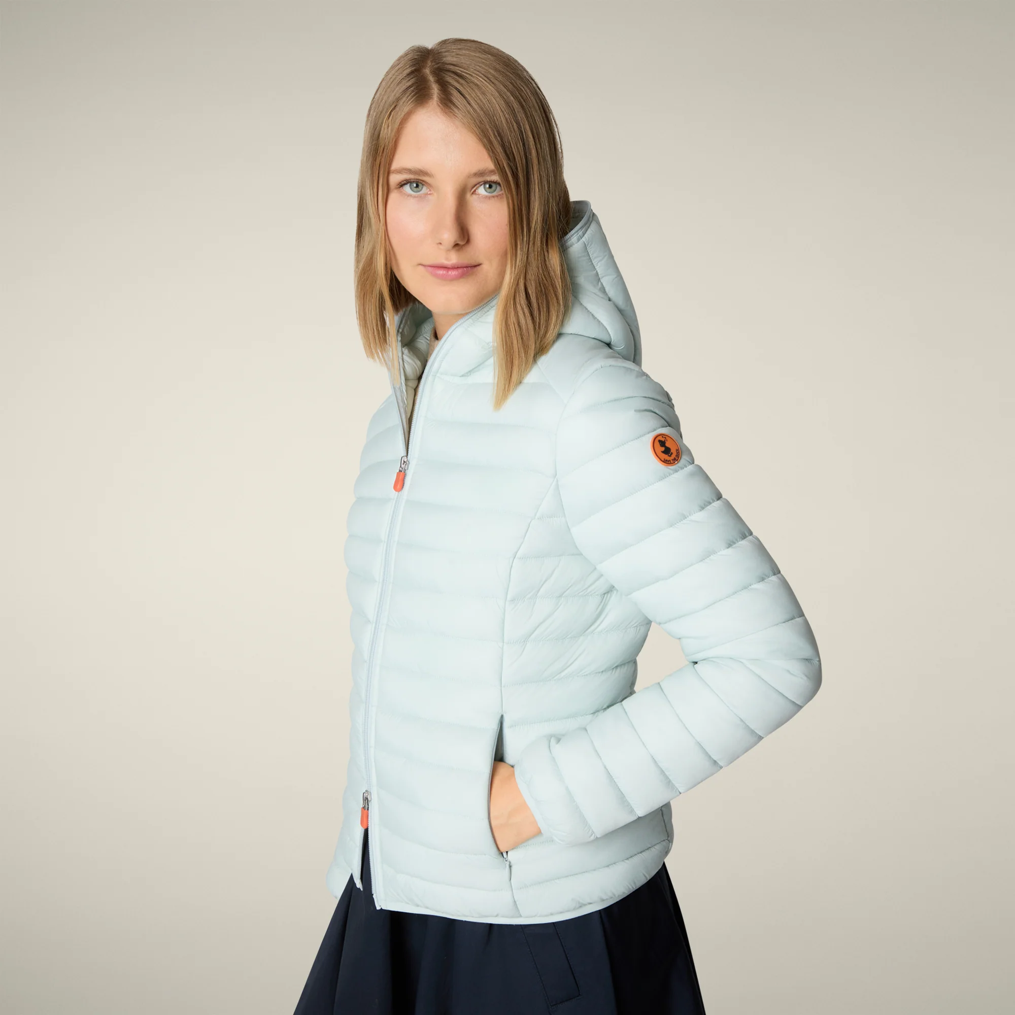 Women's animal free puffer jacket Daisy in glacier blue